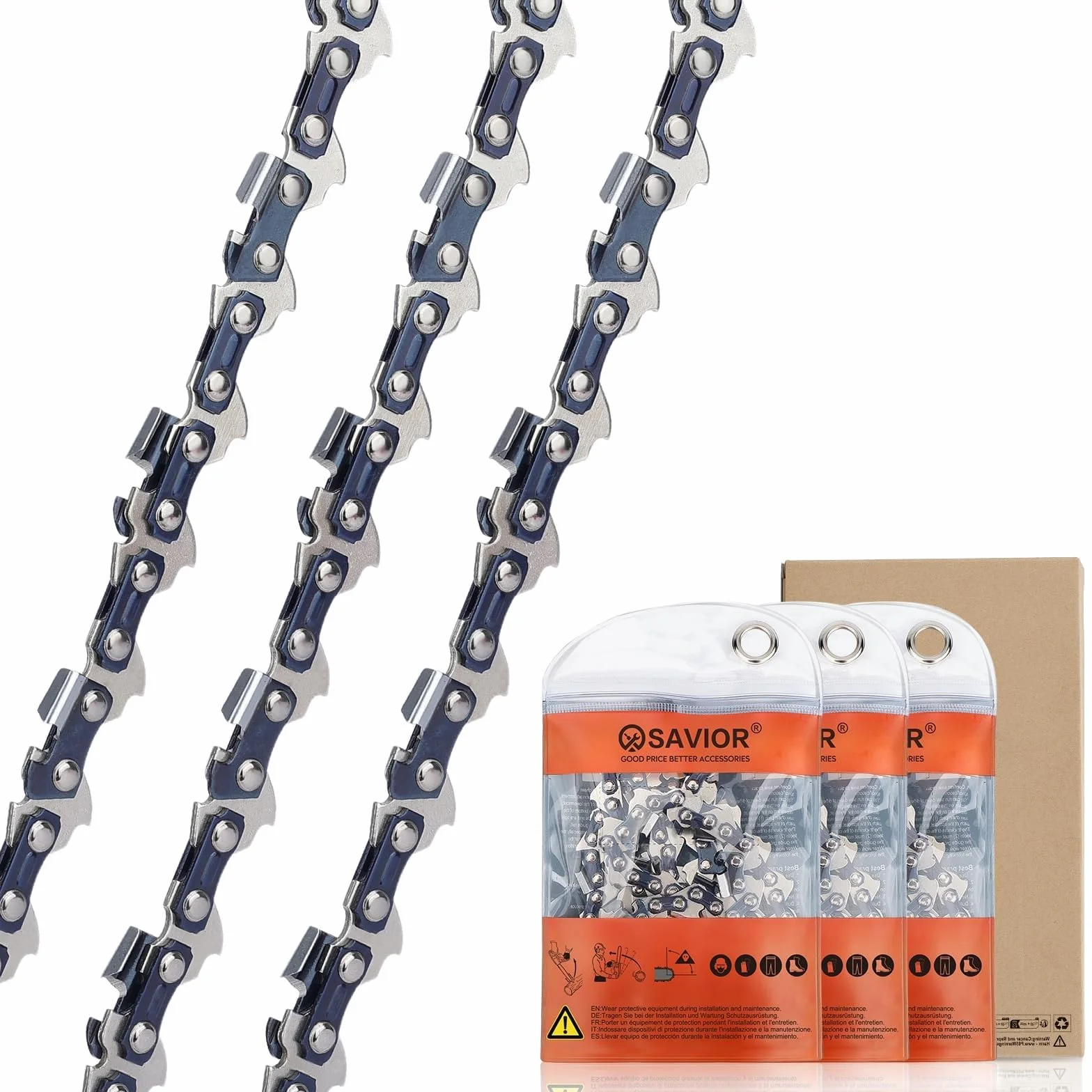 Savior MS170 Chaînes de Tronçonneuse Faible Rebond 3/8"LP 50 Maillons 1,1mm 35 cm Compatible Stihl MS162 MSE170C MS180