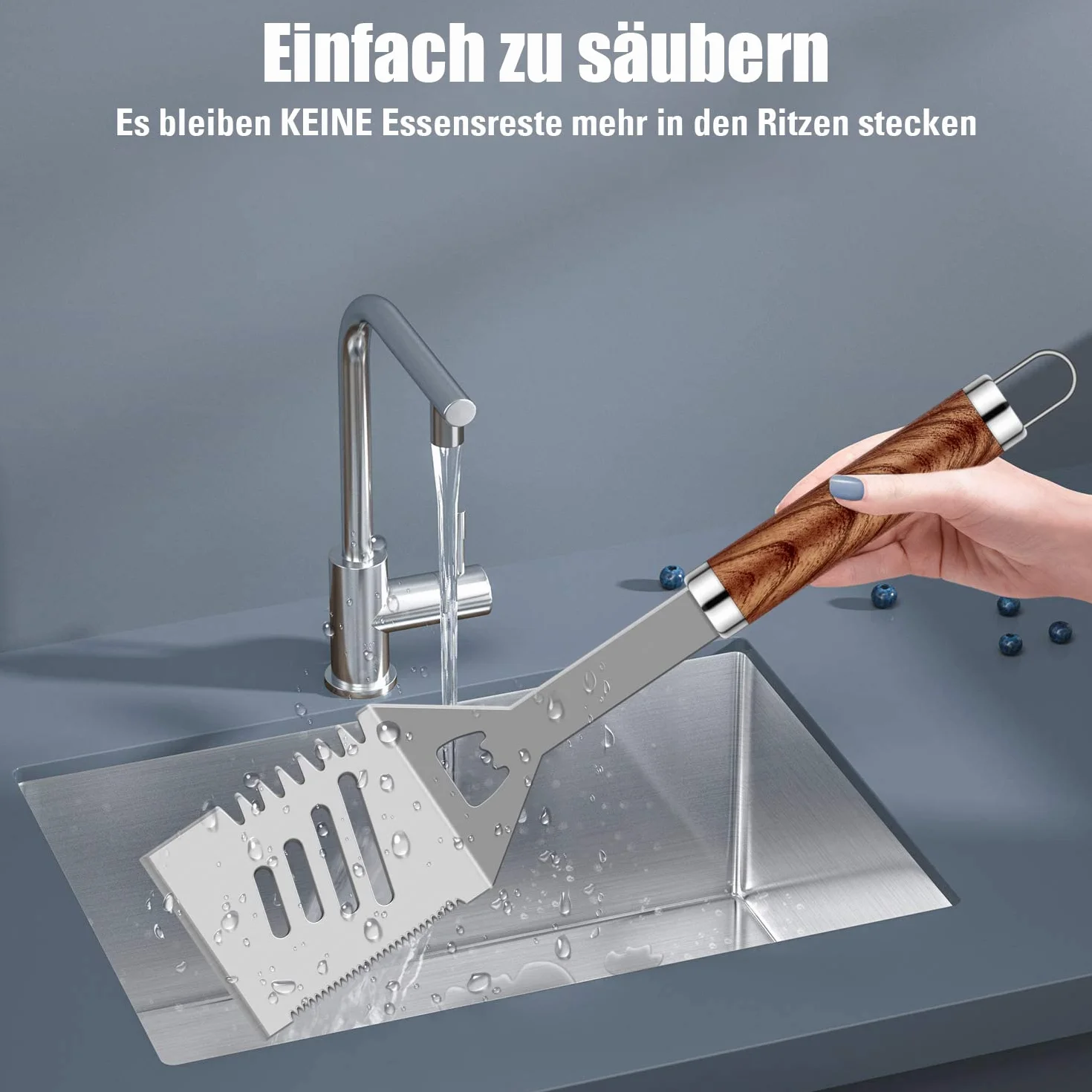 Grilliance Kit d'accessoires pour Barbecue Professionnel, 26 pièces en Acier Inoxydable avec Boîtier Aluminium Marron