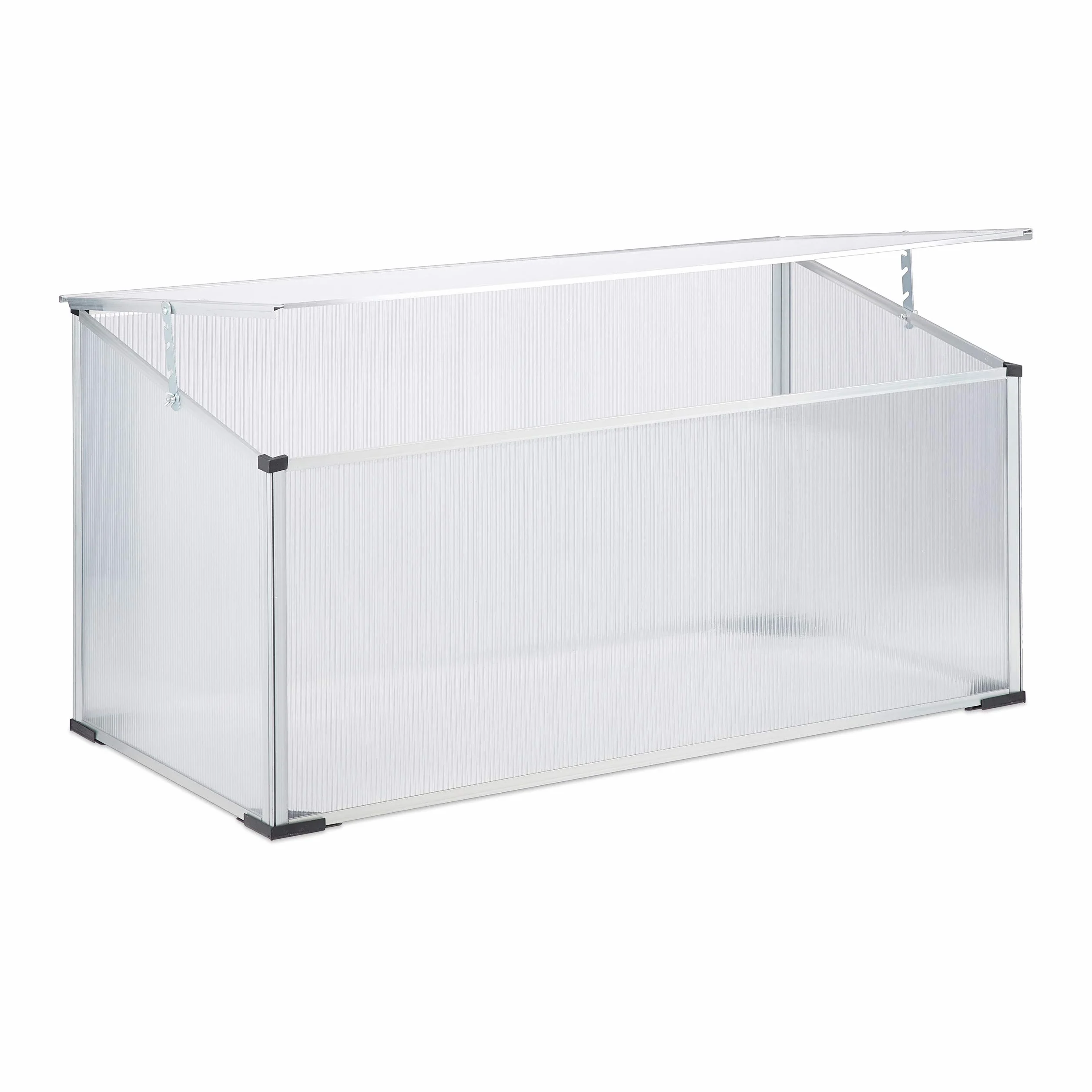 Relaxdays Serre en aluminium avec système d'emboîtement Transparent 100 x 50 x 50 cm