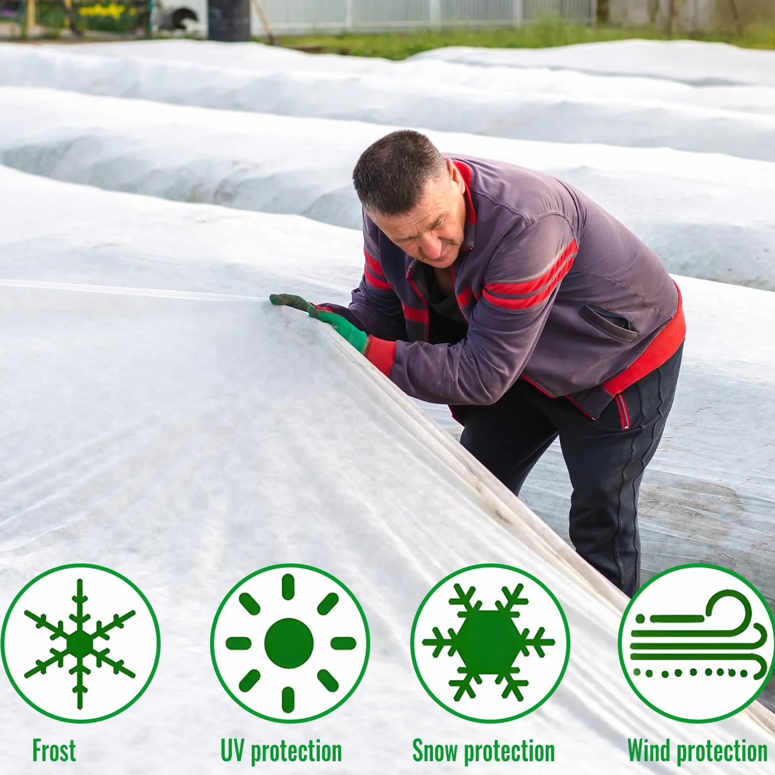 Bâche d'Hivernage Plante 2x10m Voile Hivernage Protection Gel Réutilisable Résistant Insectes Oiseaux Blanc