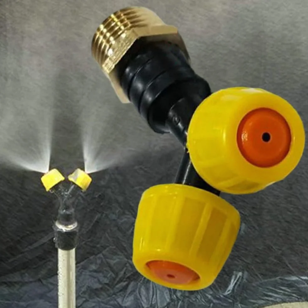 Cyclone Buse de pulvérisation réglable 4 points plastique pour arroseur agricole atomiseur double tête noyau cuivre aluminium noir jaune