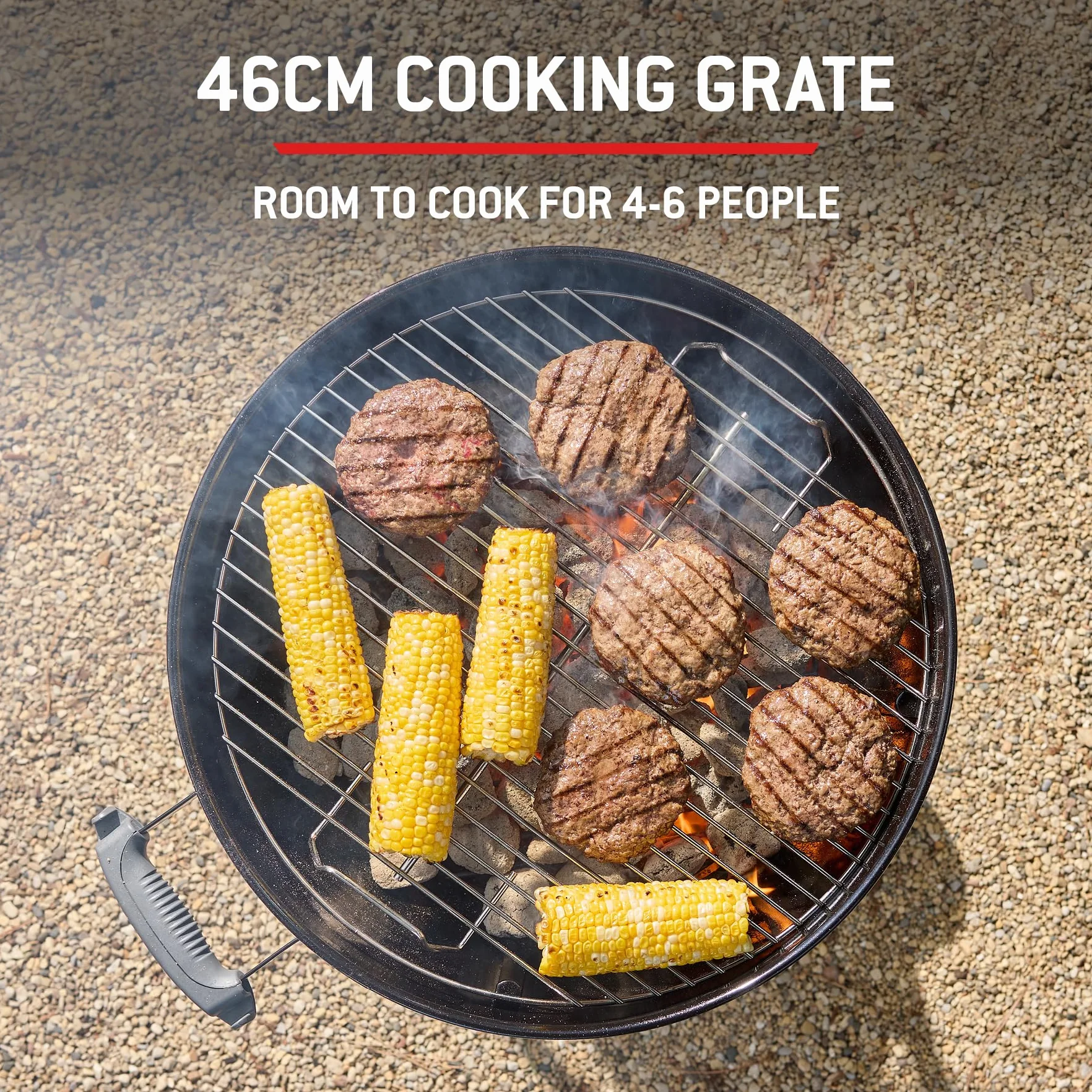 Weber Compact Kettle barbecue à charbon 47 cm, support et roues, noir
