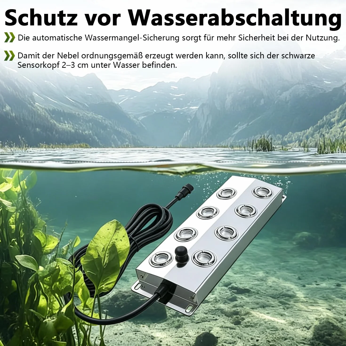 Brumisateur à ultrasons 6 l/h 8 têtes IP67 5 m prise européenne pour jardin étang