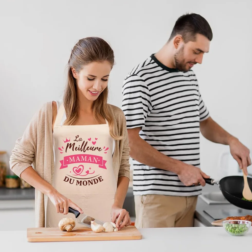 Tablier de Cuisine Coton Imperméable pour Maman Cadeau Fête des Mères