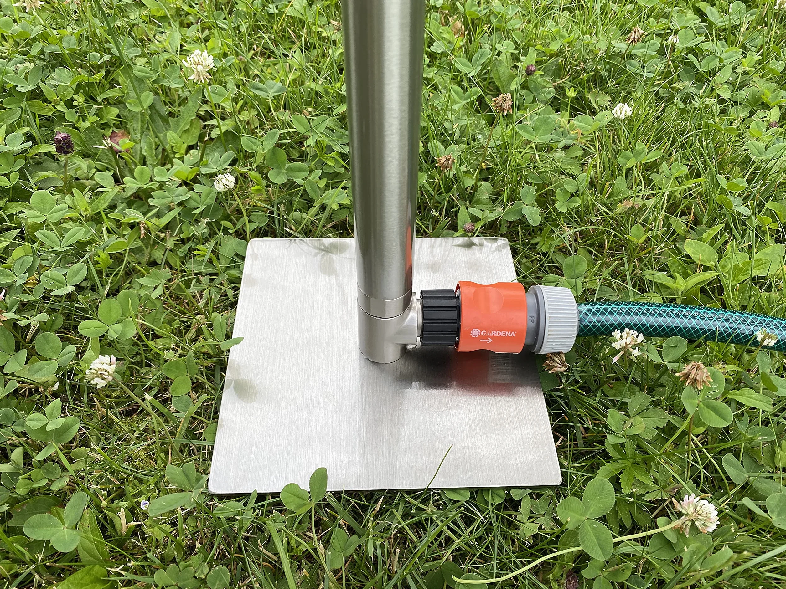 Douche de jardin extérieure Deluxe en acier inoxydable nickel brossé tête orientable