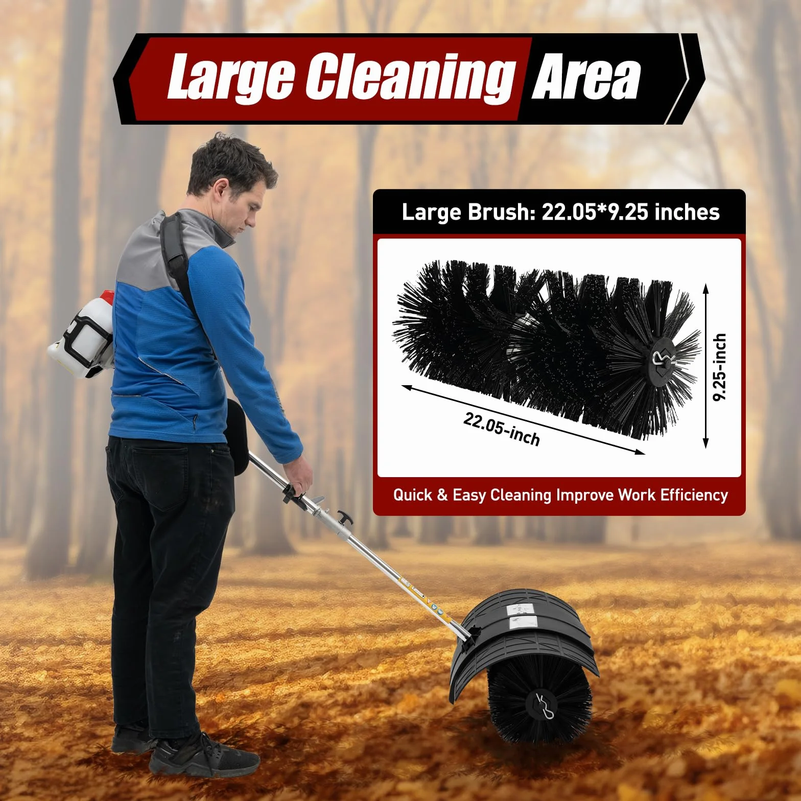 Balayeuse à essence 52 cc 2,3 HP 2 temps pour nettoyage pelouse feuilles gazon