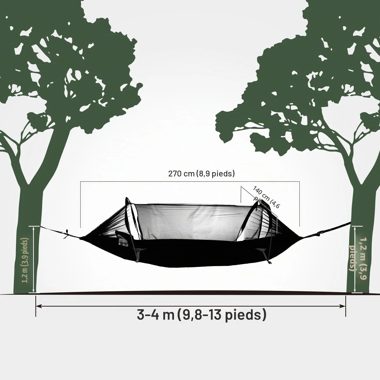 Night Cat Hamac Tente avec Moustiquaire Imperméable pour 1 Personne Randonnée Camping