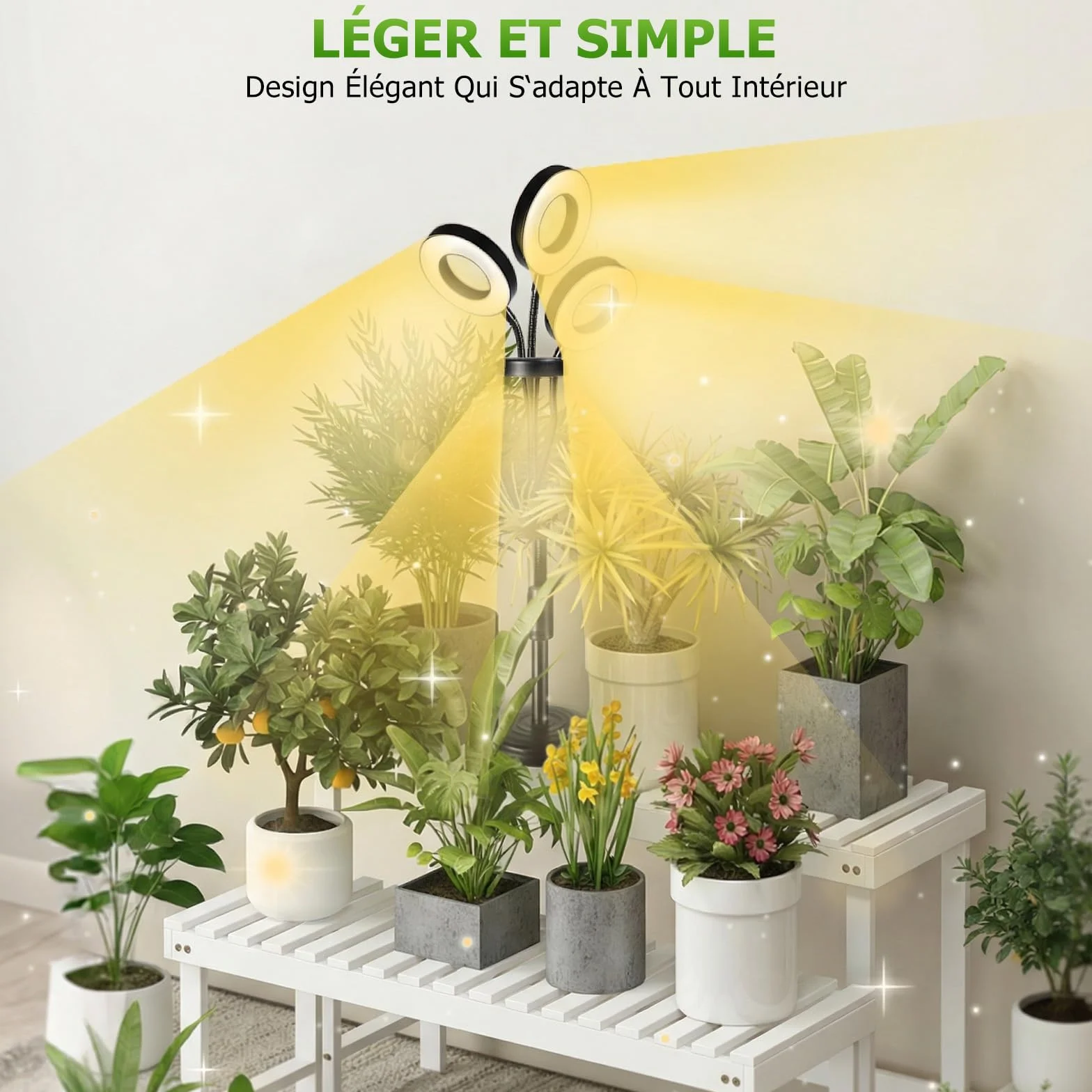 Lampe Horticole LED Plein Spectre 100 LEDs avec Minuterie 4/8/12H 4 Bras Col de Cygne Flexible