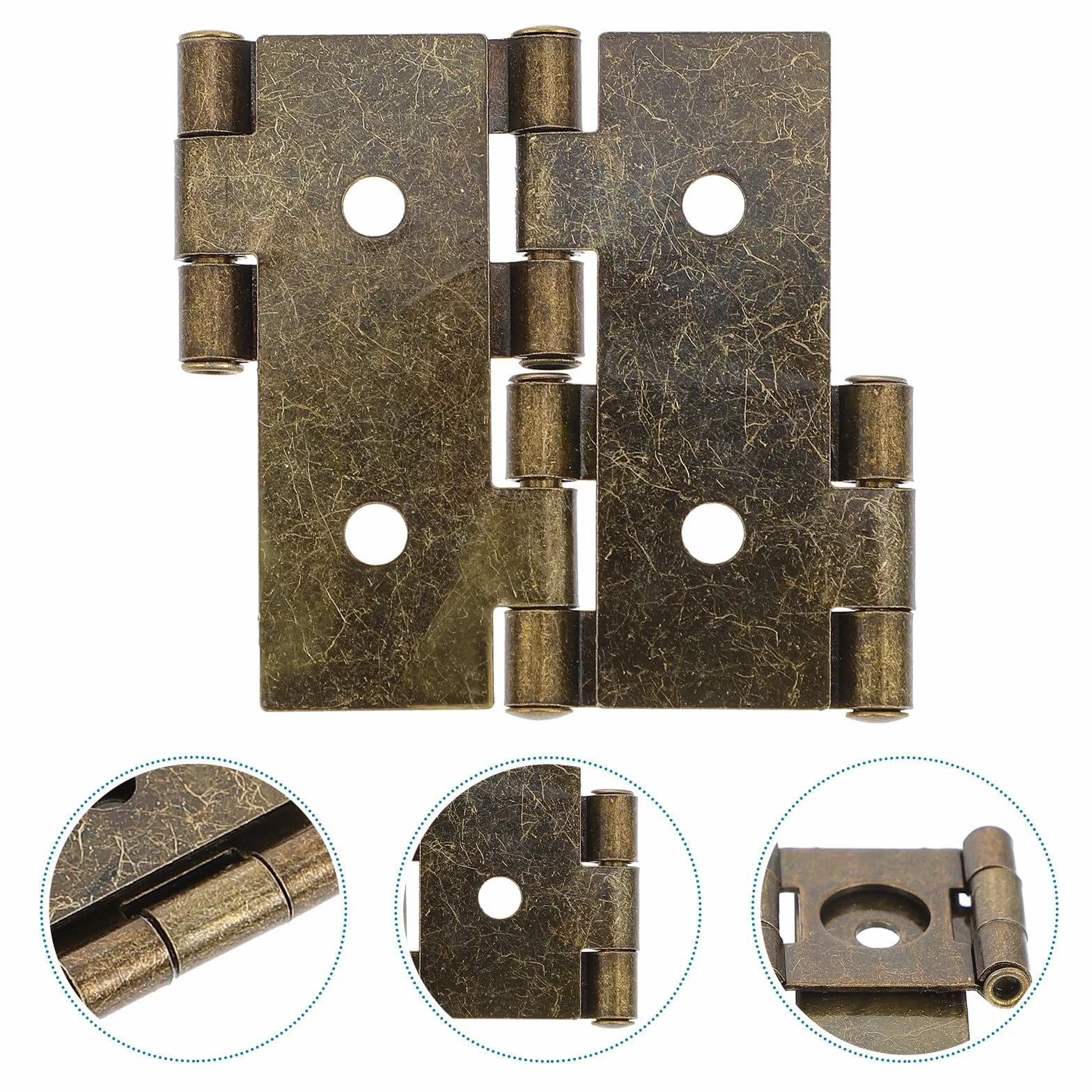 OSALADI Lot De 10 Charnières De Porte Style Rétro 1.85X1.77X0.20In Charnières Inox Robustes Pour Portes Fenêtres Armoires Et Écrans Installation Facile Pour Réparation Et Bricolage