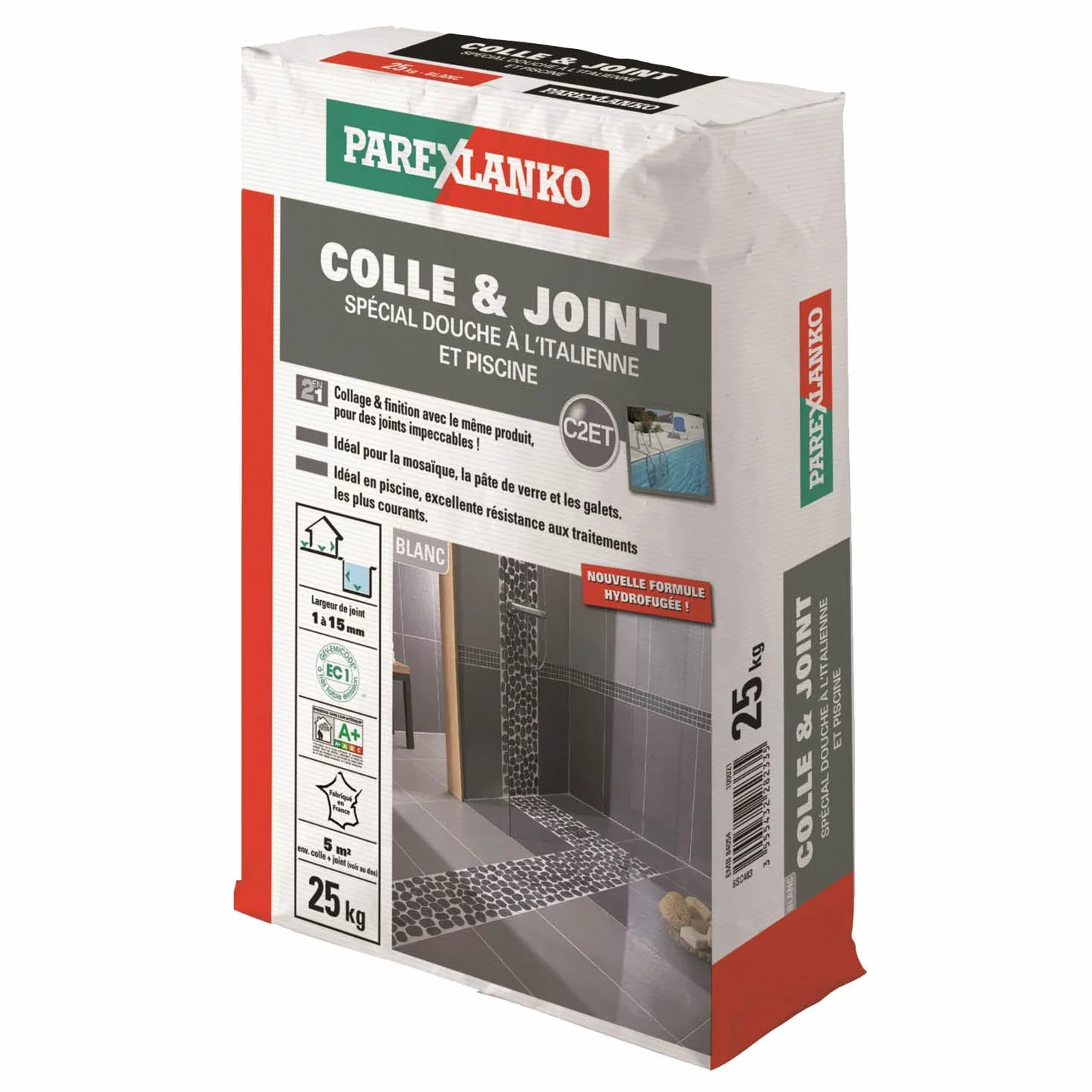 Parexlanko - Colle et Joint - Spécial Douche à l'Italienne et Piscine - Blanc - Joints de 1 à 15 mm - 25 kg