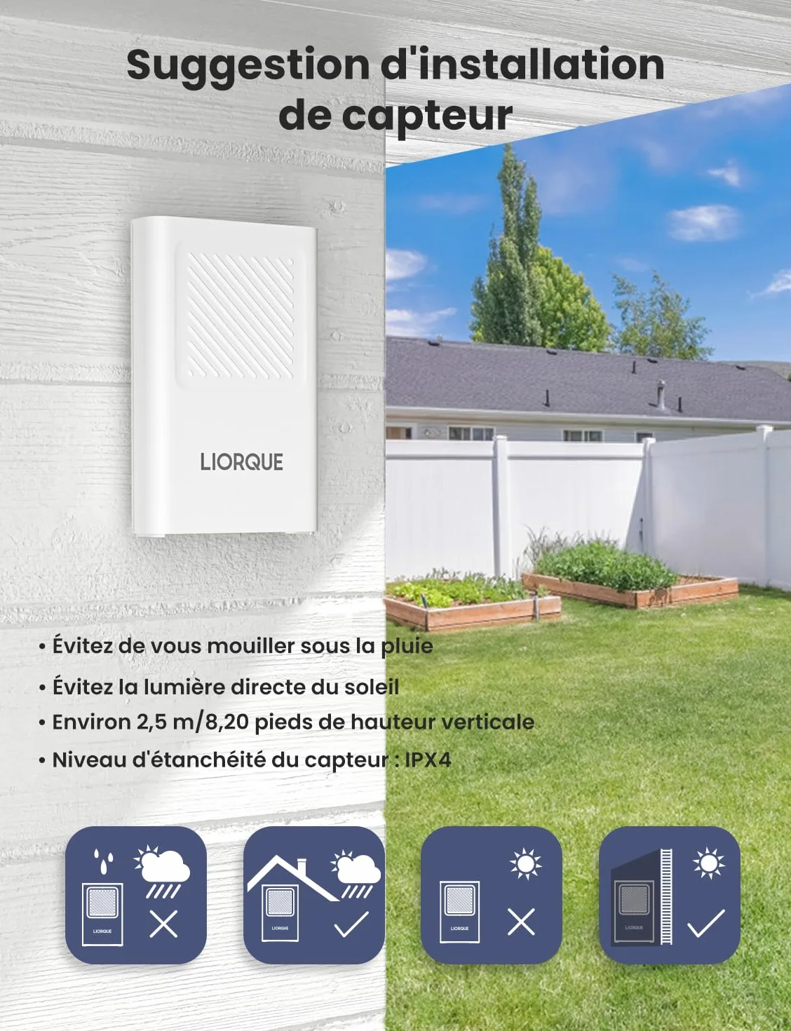 LIORQUE Station Météo Sans Fil avec Capteur Thermomètre Hygromètre Baromètre Extérieure LCD Horloge Alarme Snooze