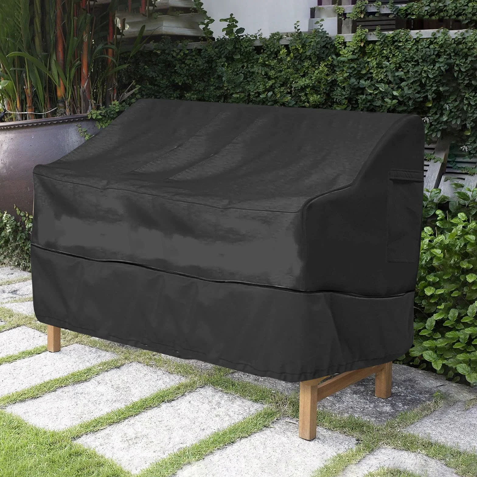 Housse de Protection Canapé Extérieur 210D Oxford Imperméable UV Noir 223x83x84cm
