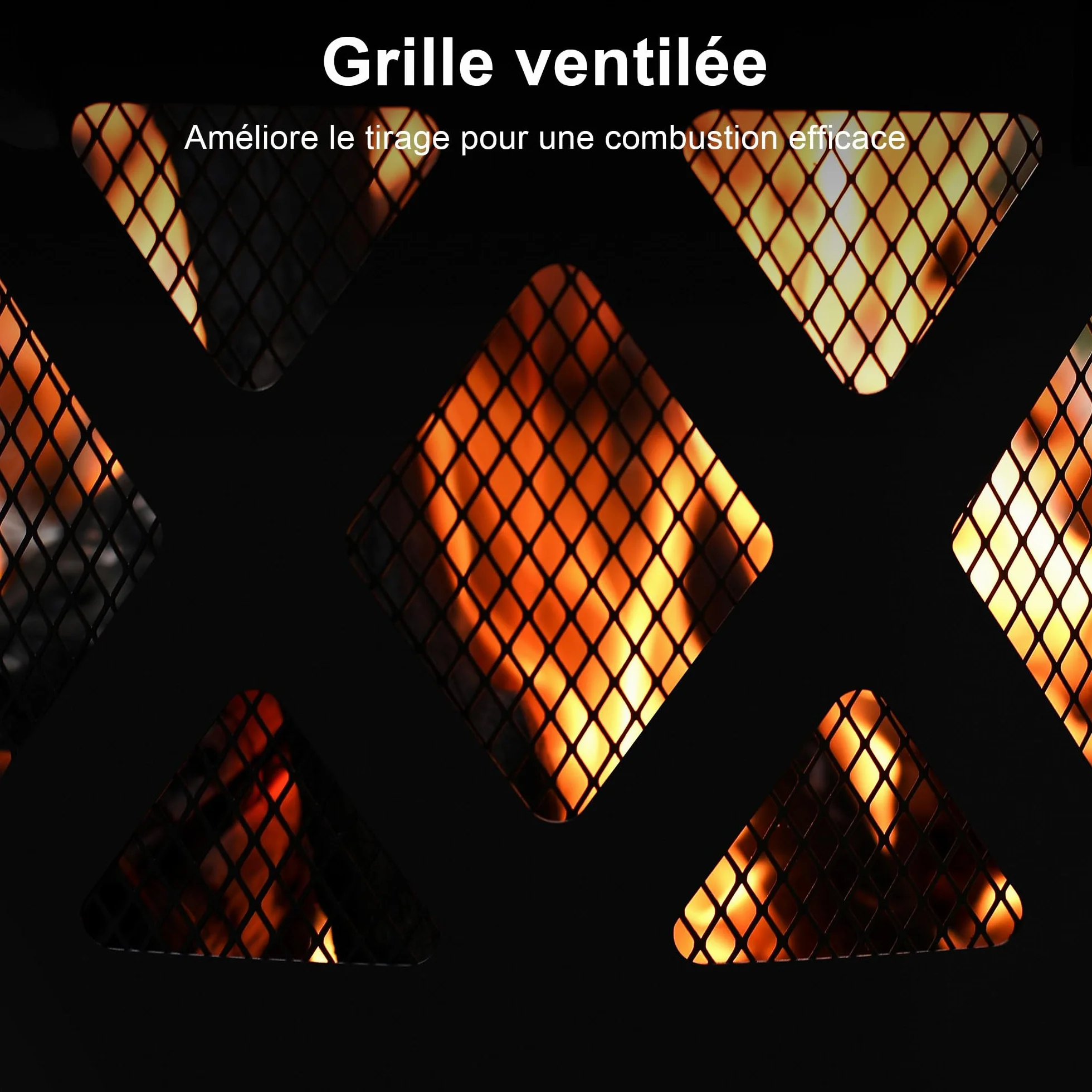 BALI OUTDOORS Foyer à bois extérieur avec grille de cuisson noir