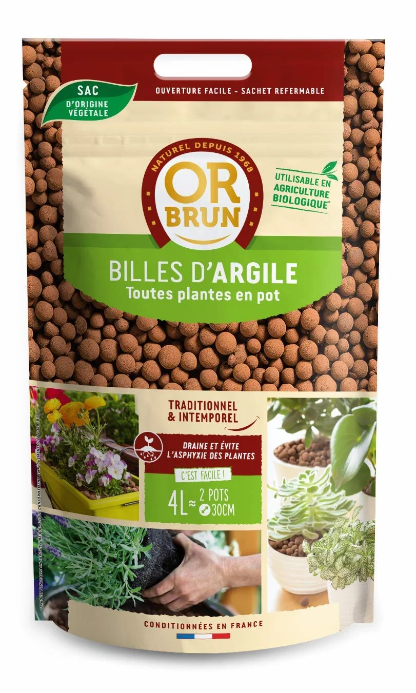 Billes d'argile 4L - Paillage - Agriculture Biologique - Sachet Refermable