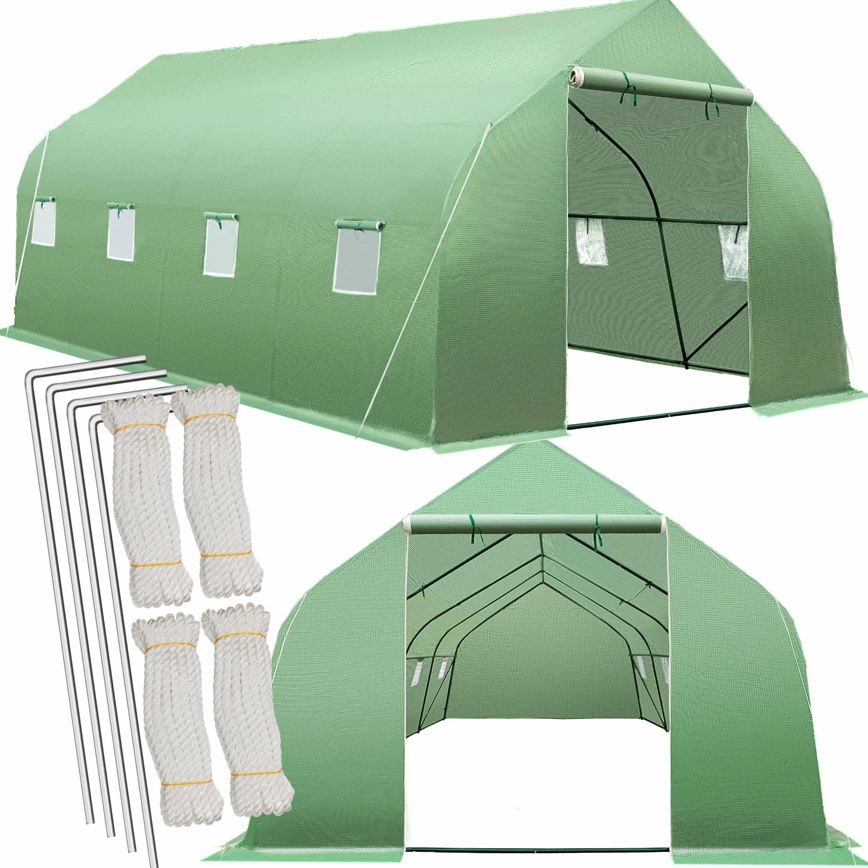Tectake Serre de Jardin 18m2 Tunnel Acier Thermo-Laqué Anti UV 600x300x205cm