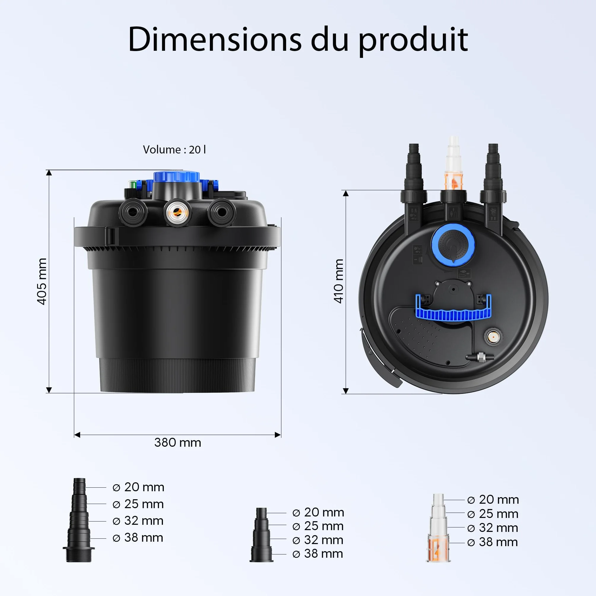 Wiltec Filtre de Bassin à Pression CPF-180 11W UV 6000L 380x380x400mm