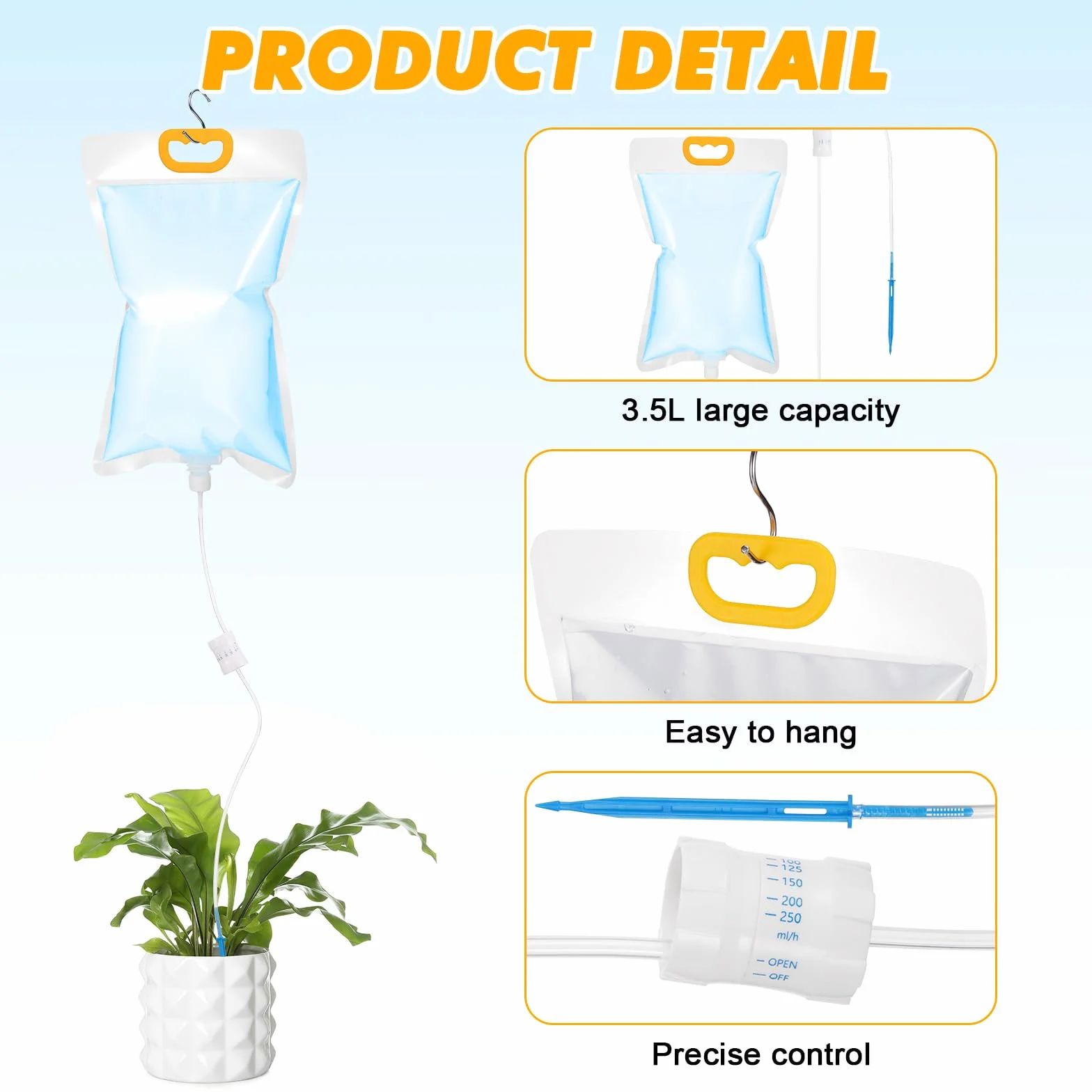 Sac Darrosage Automatique Système Dirrigation avec Interrupteur Réglable 5 Pièces 3,5 L