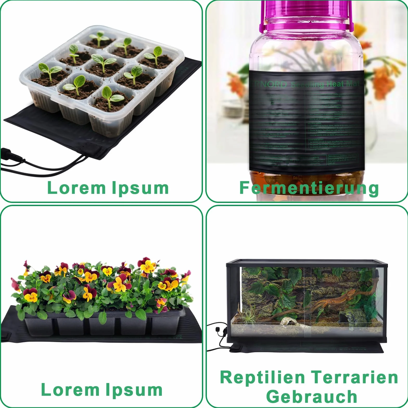 DERNORD Lot de 4 tapis de plantation 30W 25,5x52,7cm imperméable avec thermostat