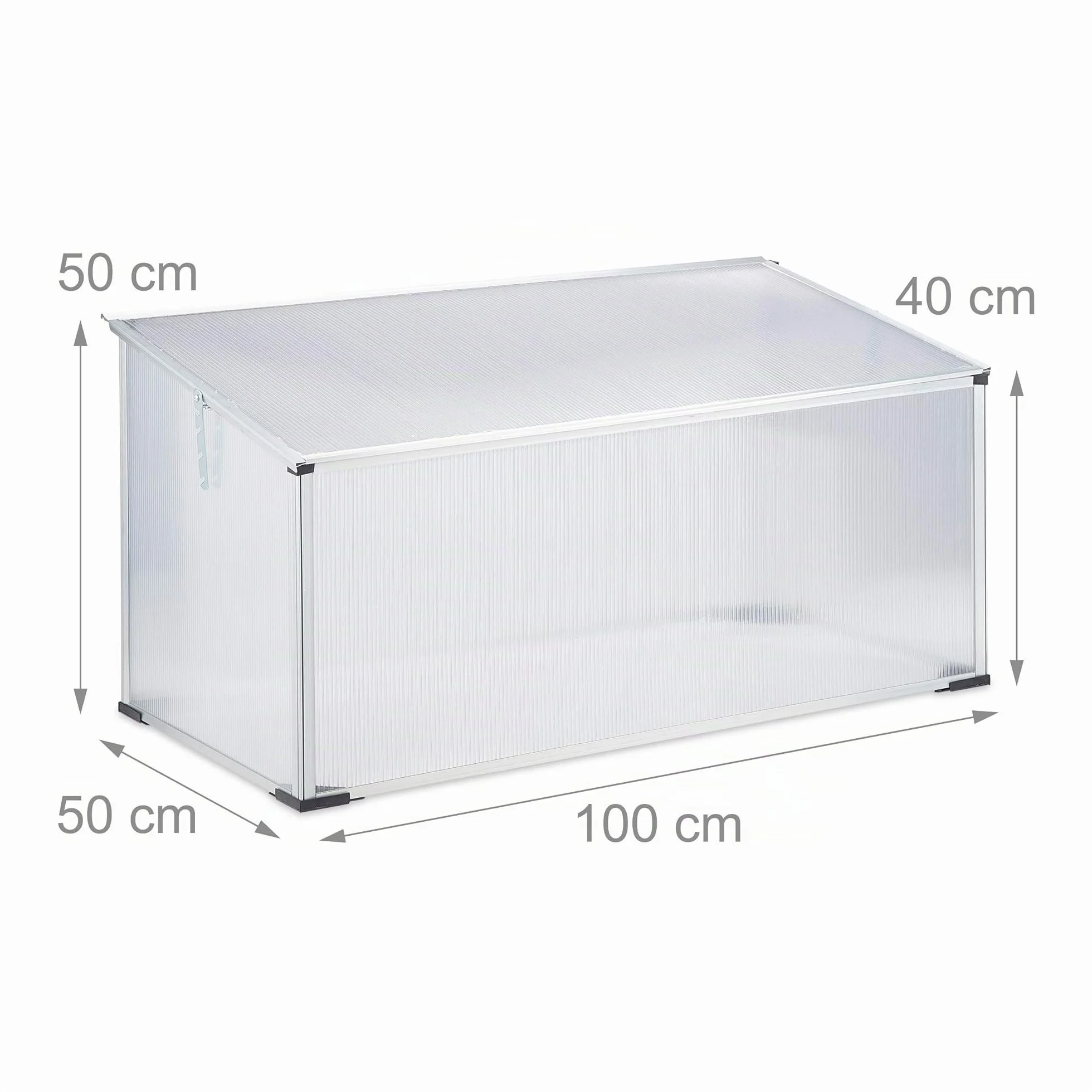Relaxdays Serre en aluminium avec système d'emboîtement Transparent 100 x 50 x 50 cm