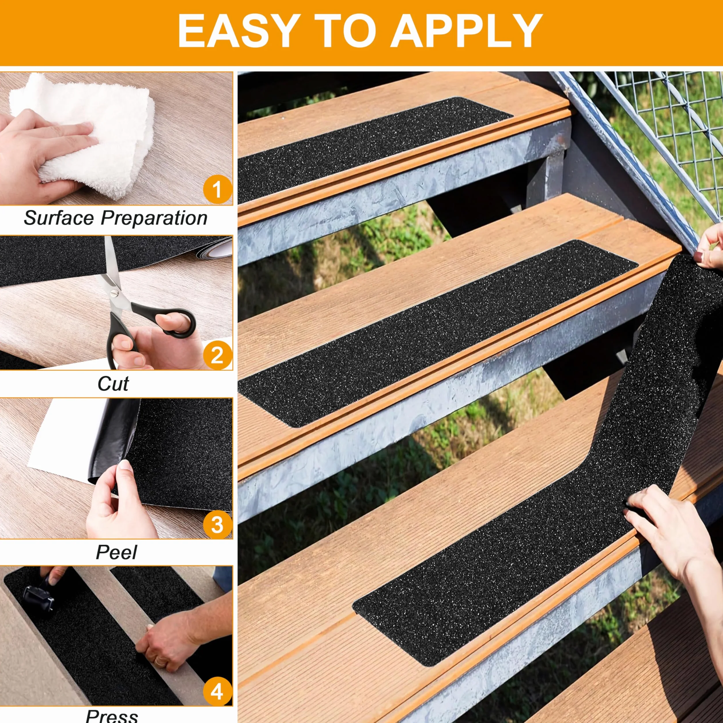Bande Antidérapante Adhésive 15cm x 5m Bande Sécurité Antidérapant Imperméable Découpable Ruban Antidérapante Adhésive pour Escaliers, Marchepieds, Rampes, Extérieur et Intérieur Noir