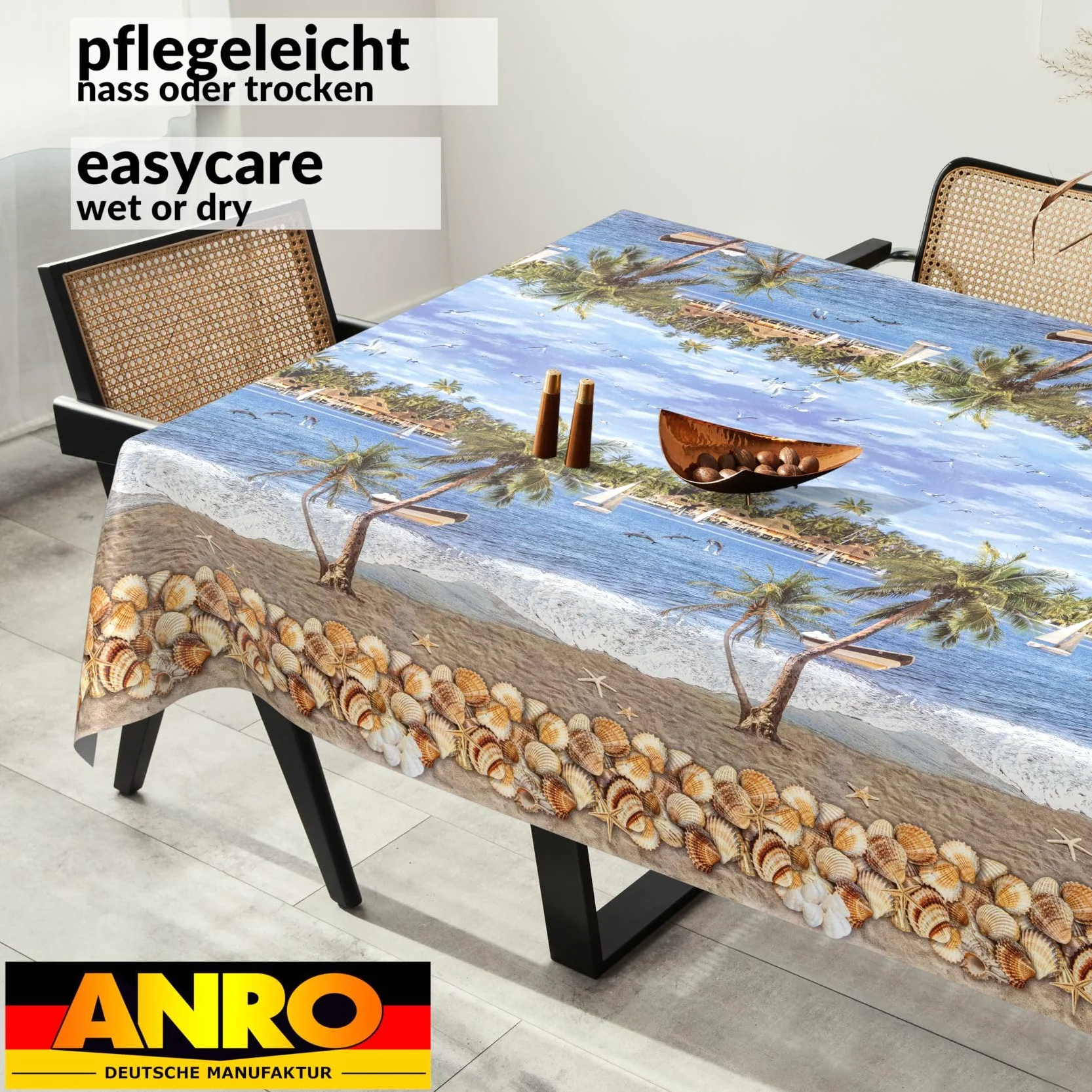 Nappe en Toile cirée Lavable 240 x 140 cm pour Table de Jardin Extérieur