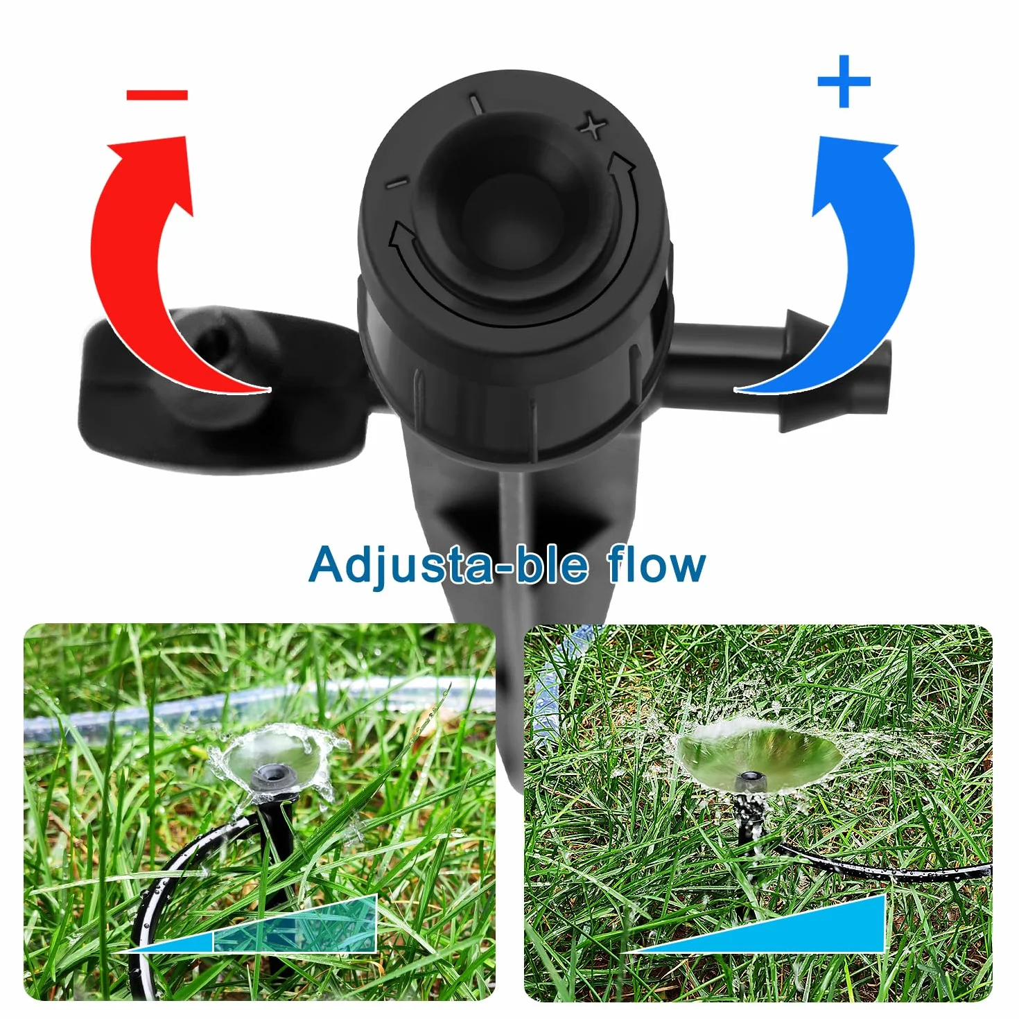 Goutteur Irrigation Réglable 360 Degrés Micro Asperseur Goutte à Goutte pour Tube 4/7 mm, Noir 20 Pièces