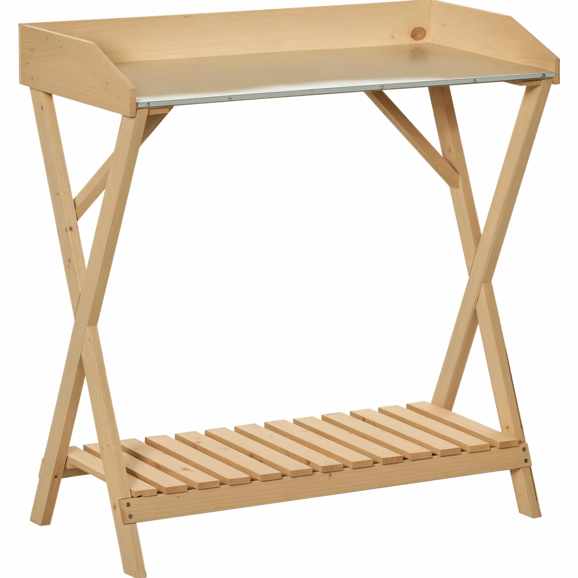 Outsunny Table de rempotage Jardinage Acier galvanisé Bois Sapin pré-huilé