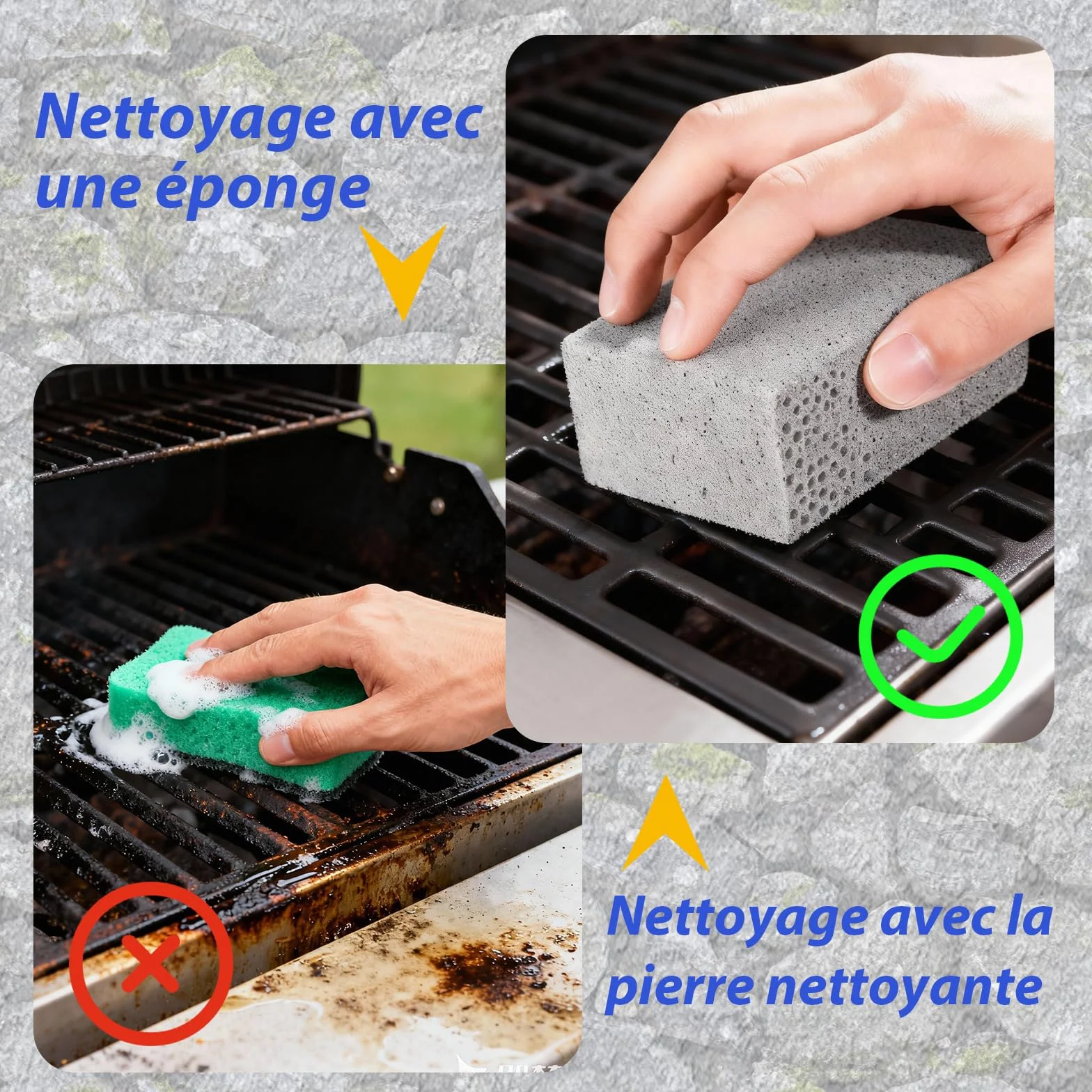 KASURE Pierre Abrasive Nettoyage Grille Barbecue 10x7x4 cm Blocs Réutilisables