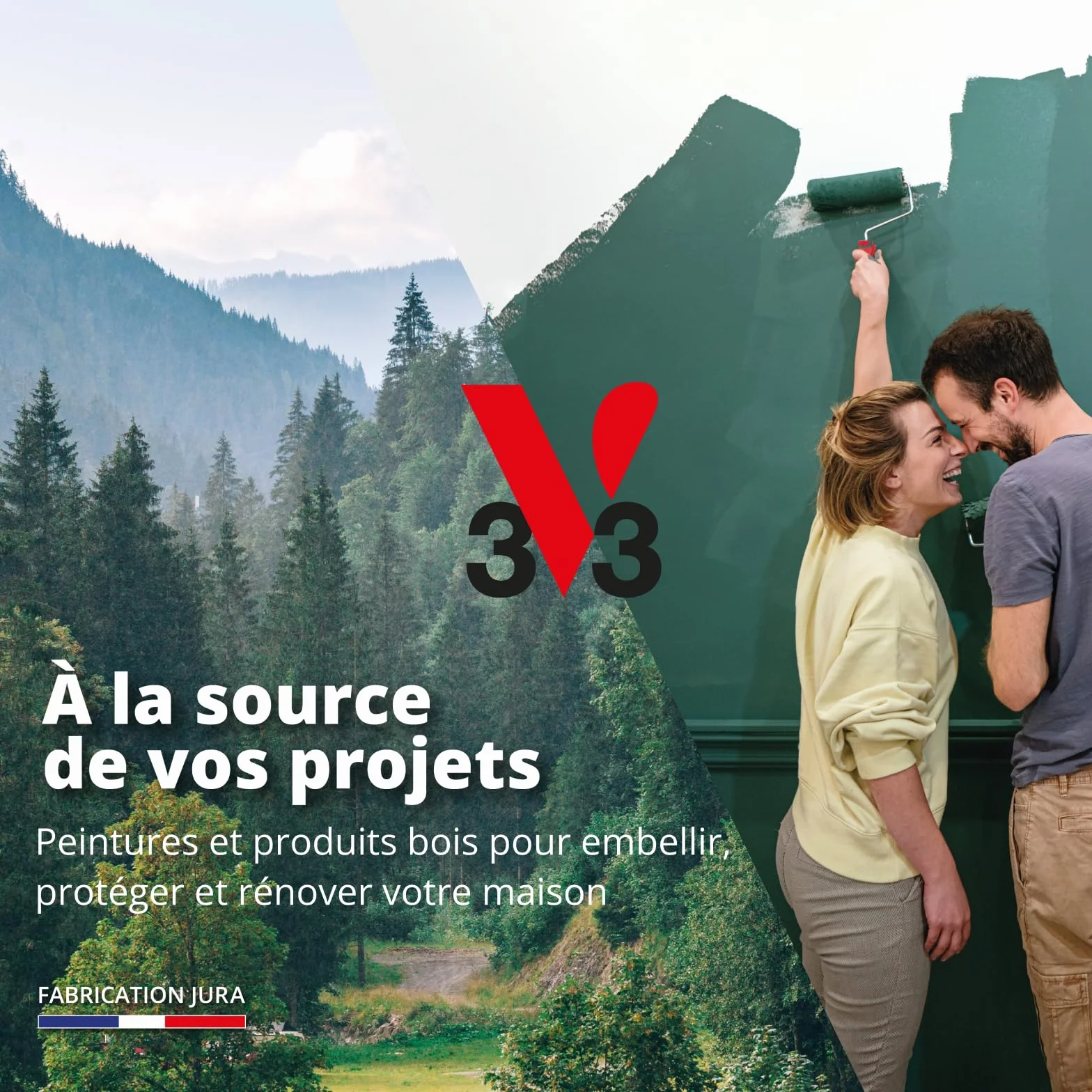 V33 Peinture blanche mur et plafond mat - multi-supports - monocouche - BLANC RENOVATION®, 5L