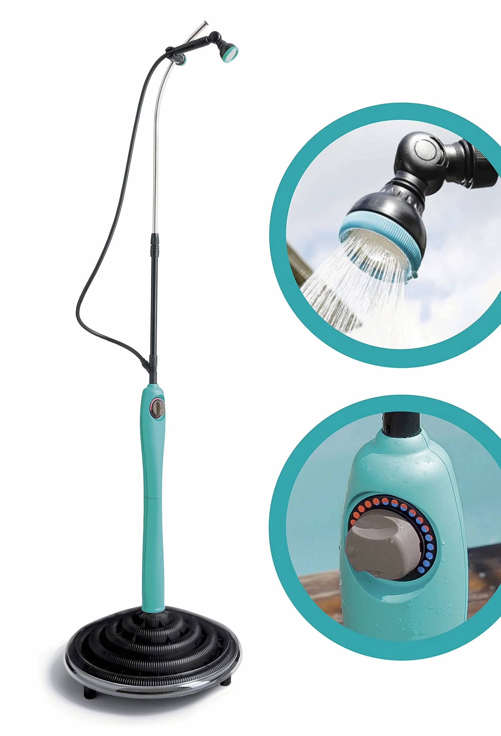 Douche Solaire Sunny Style Premium, Douche de Jardin, Piscine, Extérieur, Mélangeur Eau Chaude et Froide, Bleu