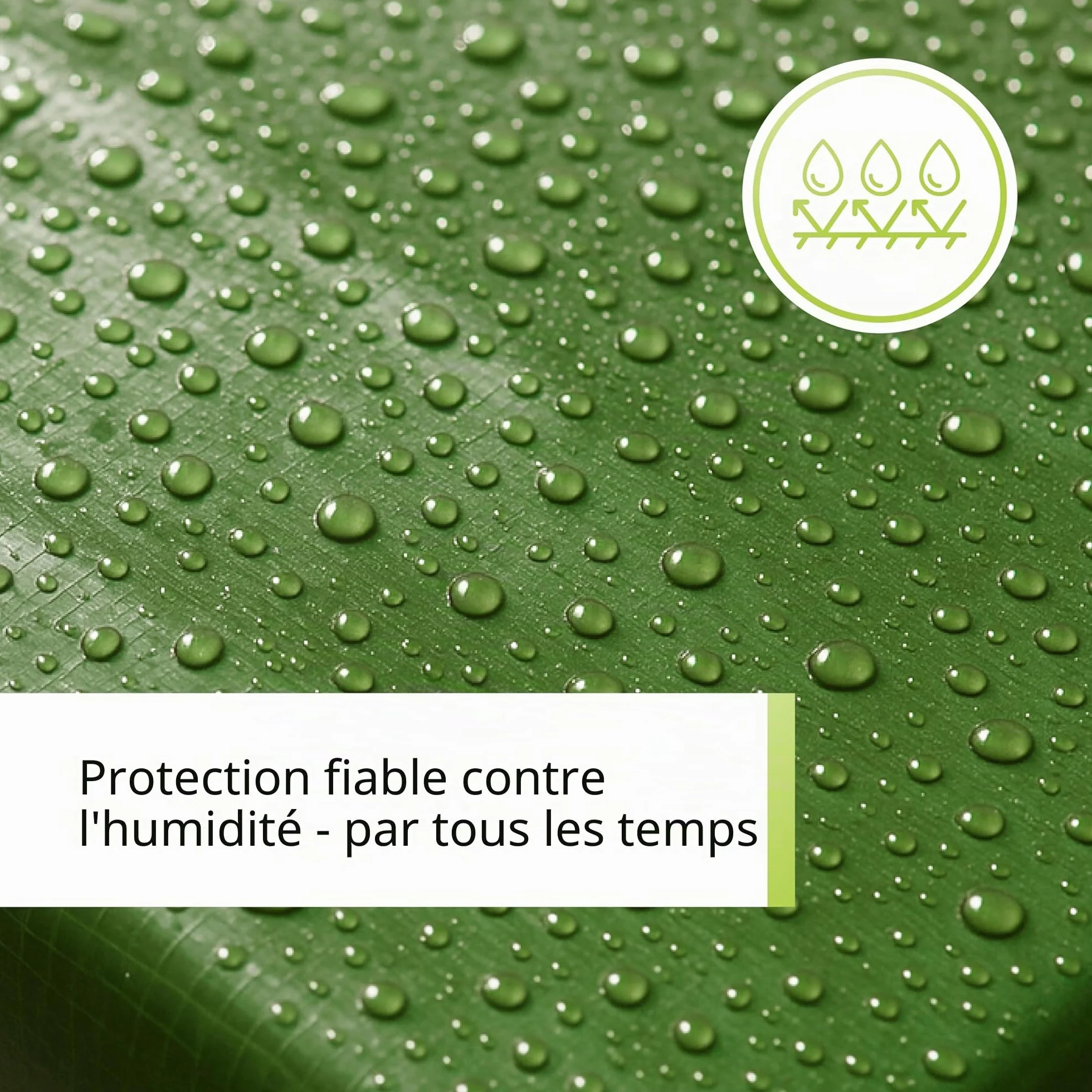 Bâche de protection textile 260 g/m² haute qualité vert blanc bateau bois