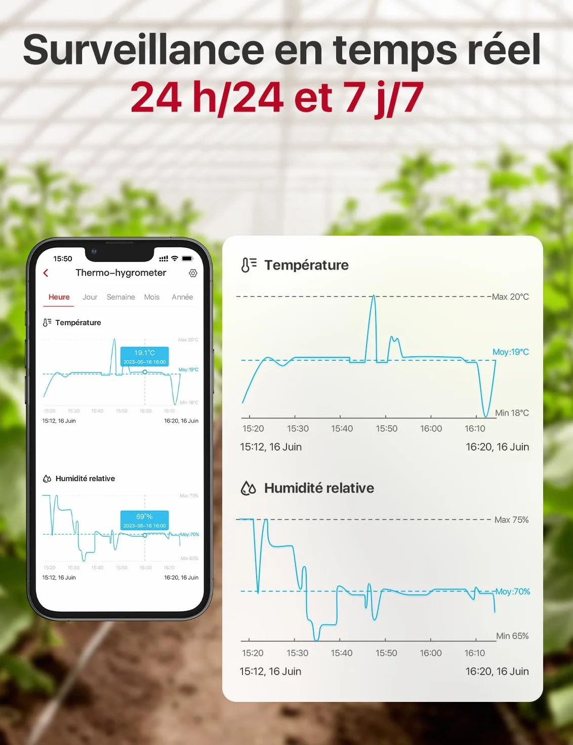 X-Sense STH55 Thermomètre Intérieur Connecté WiFi Hygromètre Haute Précision Suivi Température Humidité Alertes App Compatible Alexa