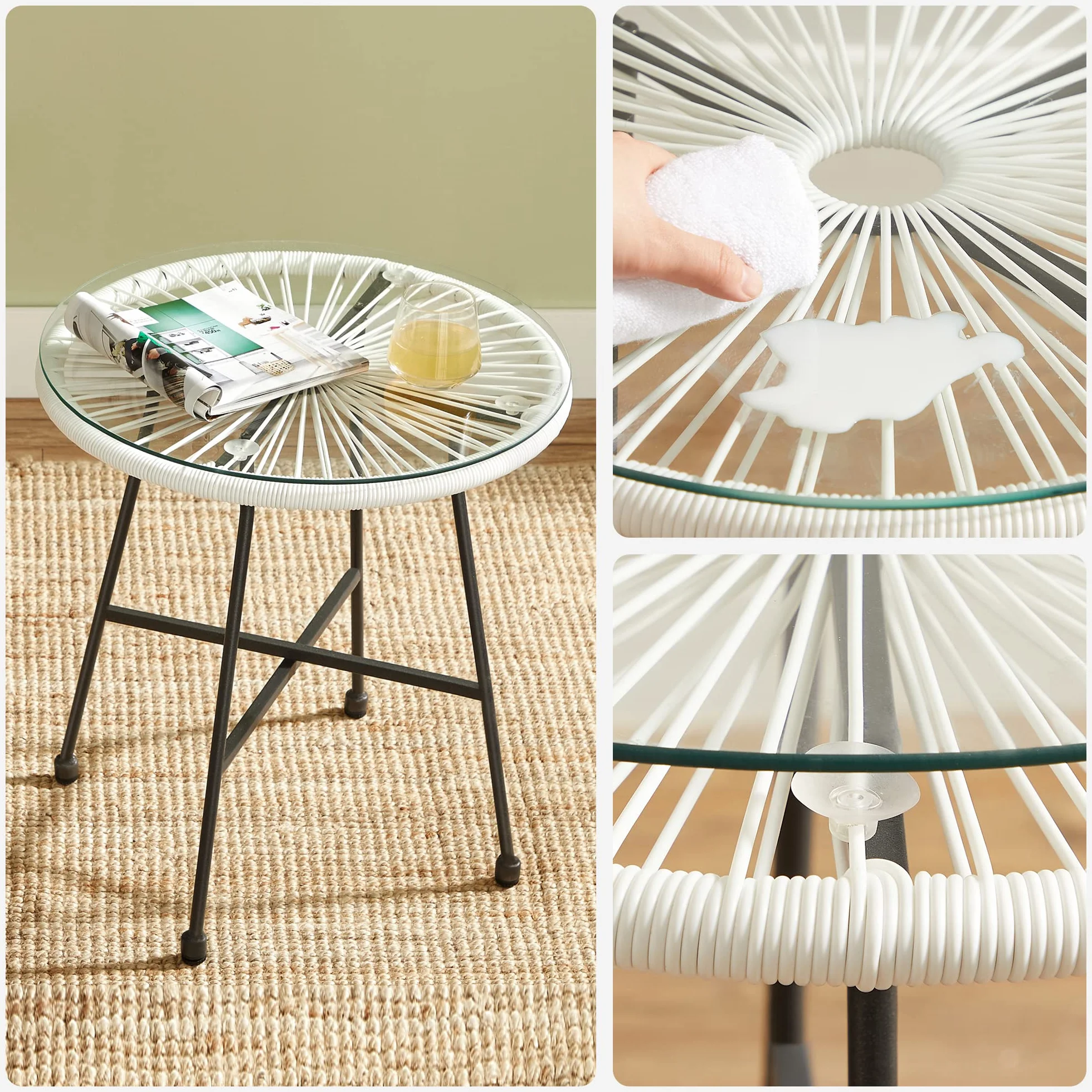 SONGMICS Salon de Jardin Acapulco Blanc GGF013W02