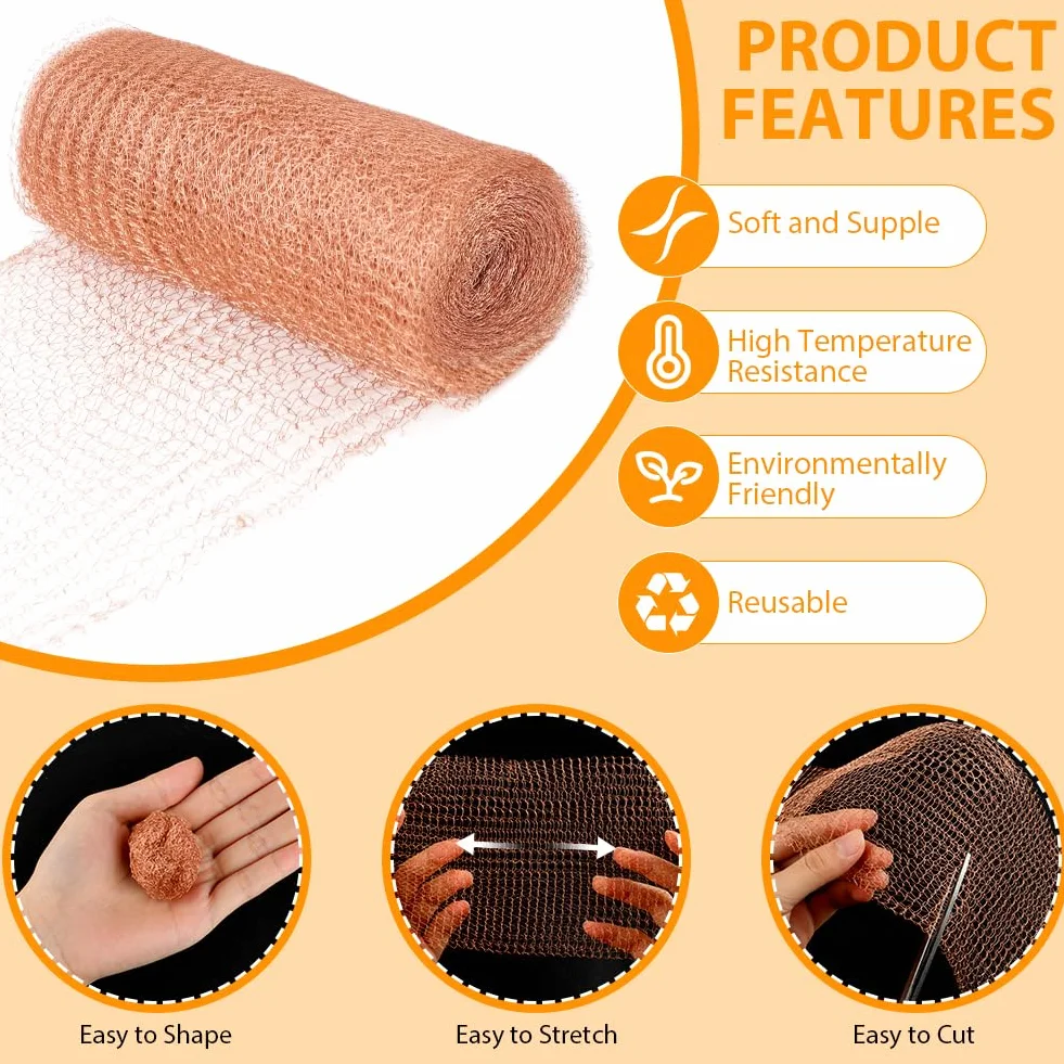 Grillage Anti Rongeur en Cuivre 3Mx12.7CM OFFCUP 2pcs Protection Jardin