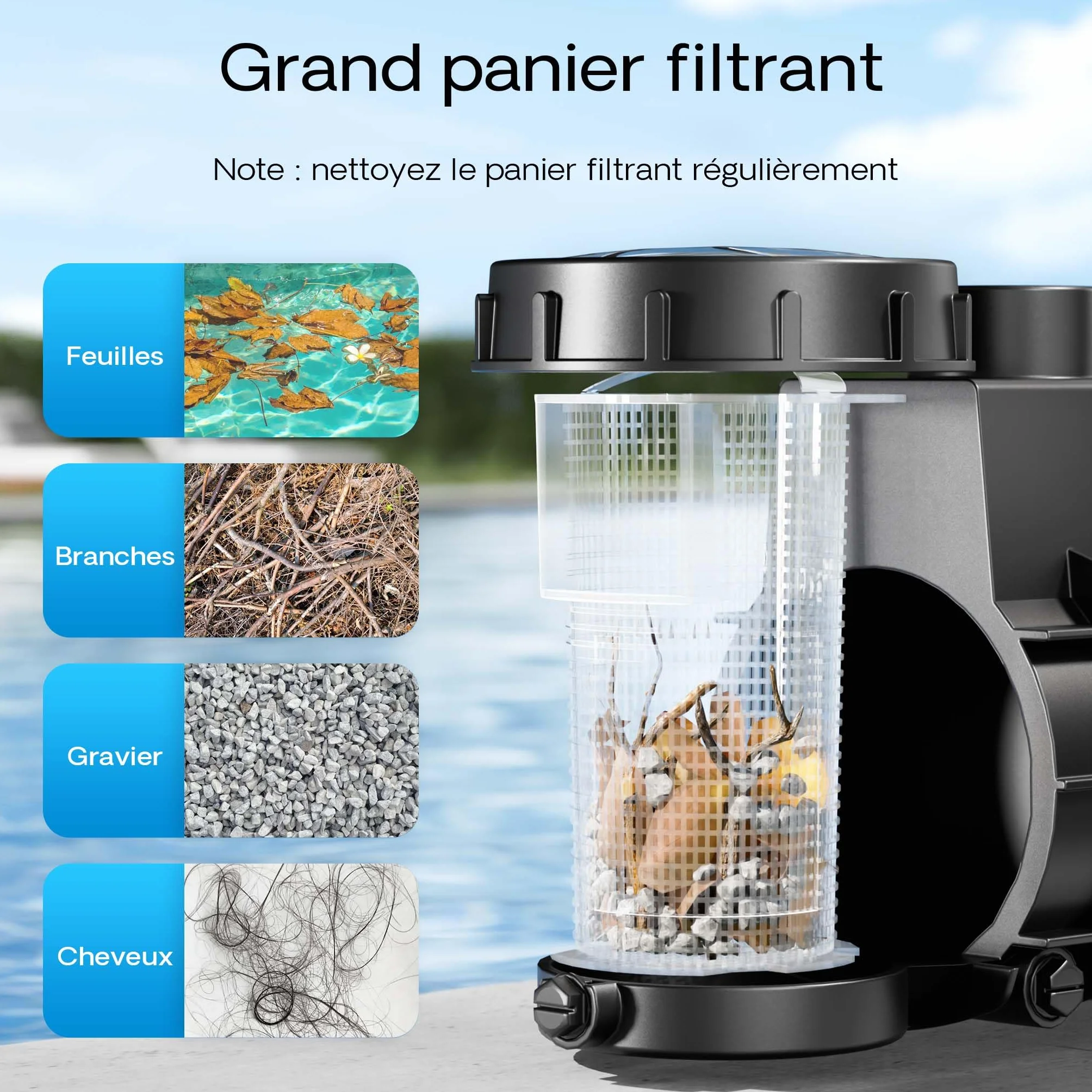 SunSun Pompe piscine 220 W 5000 l/h Hauteur refoulement 5,5 m Filtration Circulation