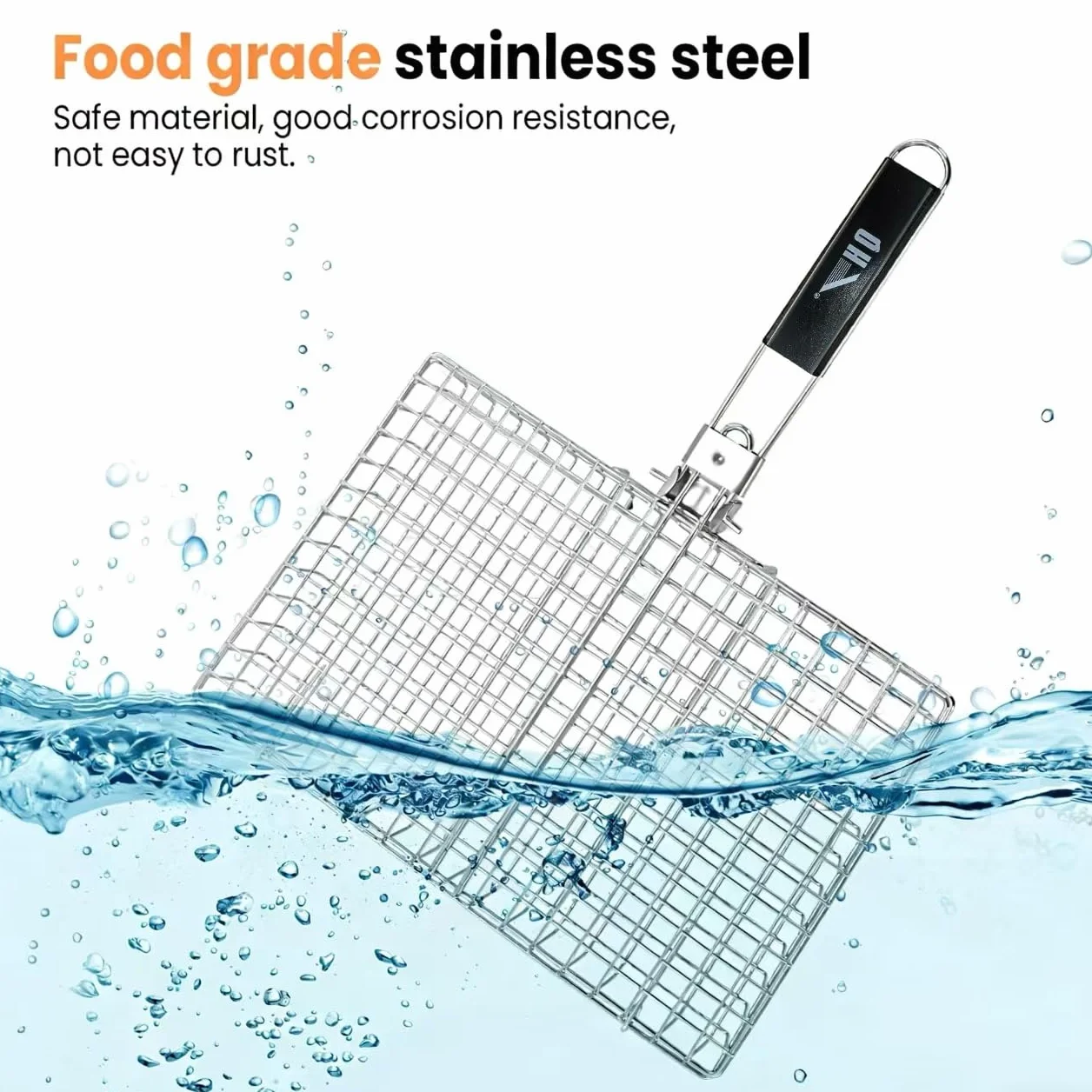 Panier de barbecue en acier inoxydable pliable et portable avec poignée amovible pour camping