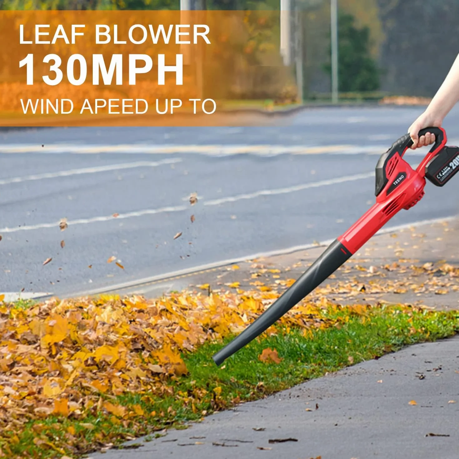 TEENO Souffleur de Feuilles sans Fil 20V 80 m/s 288 km/h Haute Vitesse Batterie 3.0Ah Léger 2.45 kg