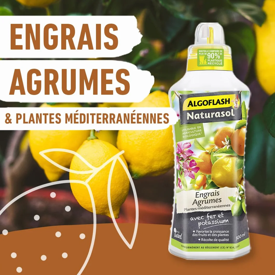Algoflash NATURASOL Engrais Liquide Agrumes Plantes Méditerranéennes 500 mL