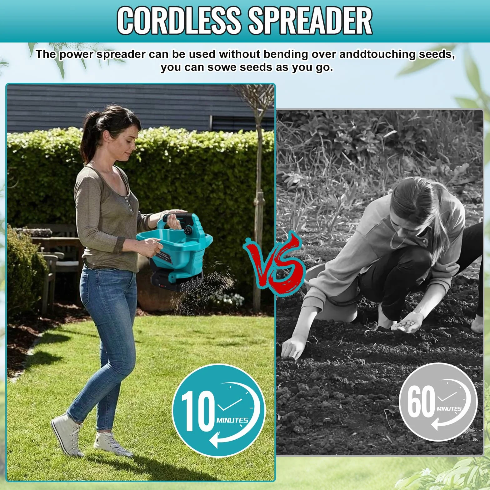 Makita 18 V Épandeur d'engrais Portable 3,7 L Réglage de Vitesse 6 étapes Couvert 800 m²