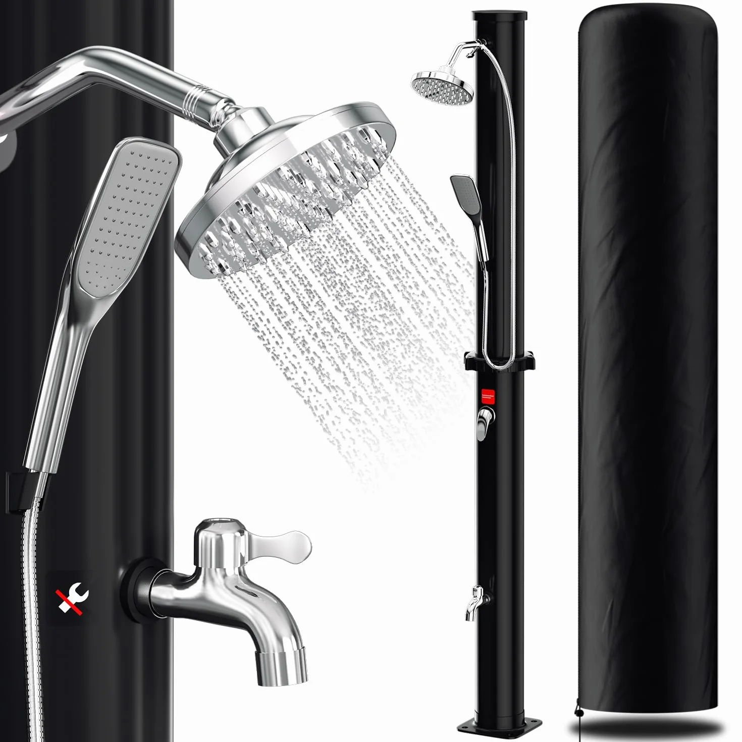 Herrselsam Douche solaire 20 l Jardin eau chaude max. 60 °C sans raccordement électrique Piscine Camping