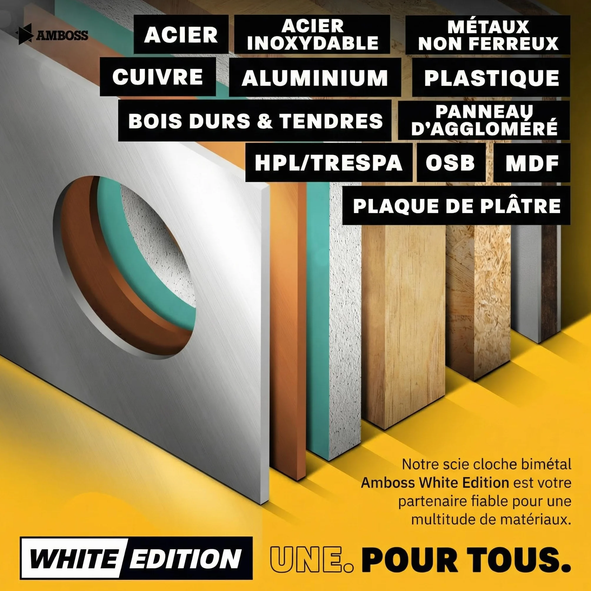 Scie cloche 68 mm – Enclume bi-métal (avec support standard 6 carts) Idéal pour boîte murale creuse, spot LED, prise en placoplâtre/bois