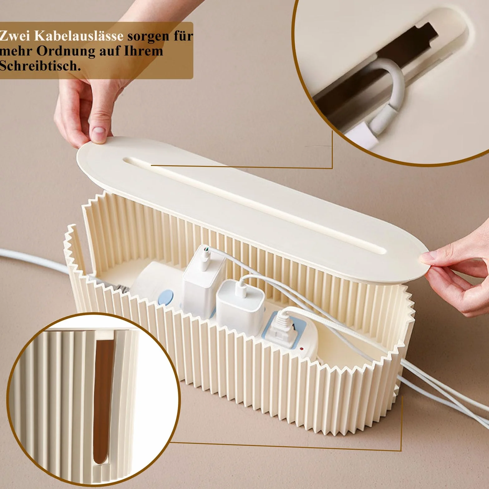 Boîte d'organisation de câbles - Organisateur de bande d'alimentation, boîte à câbles, cacher et dissimuler les multiprises et les câbles d'alimentation devant les téléviseurs, ordinateurs et
