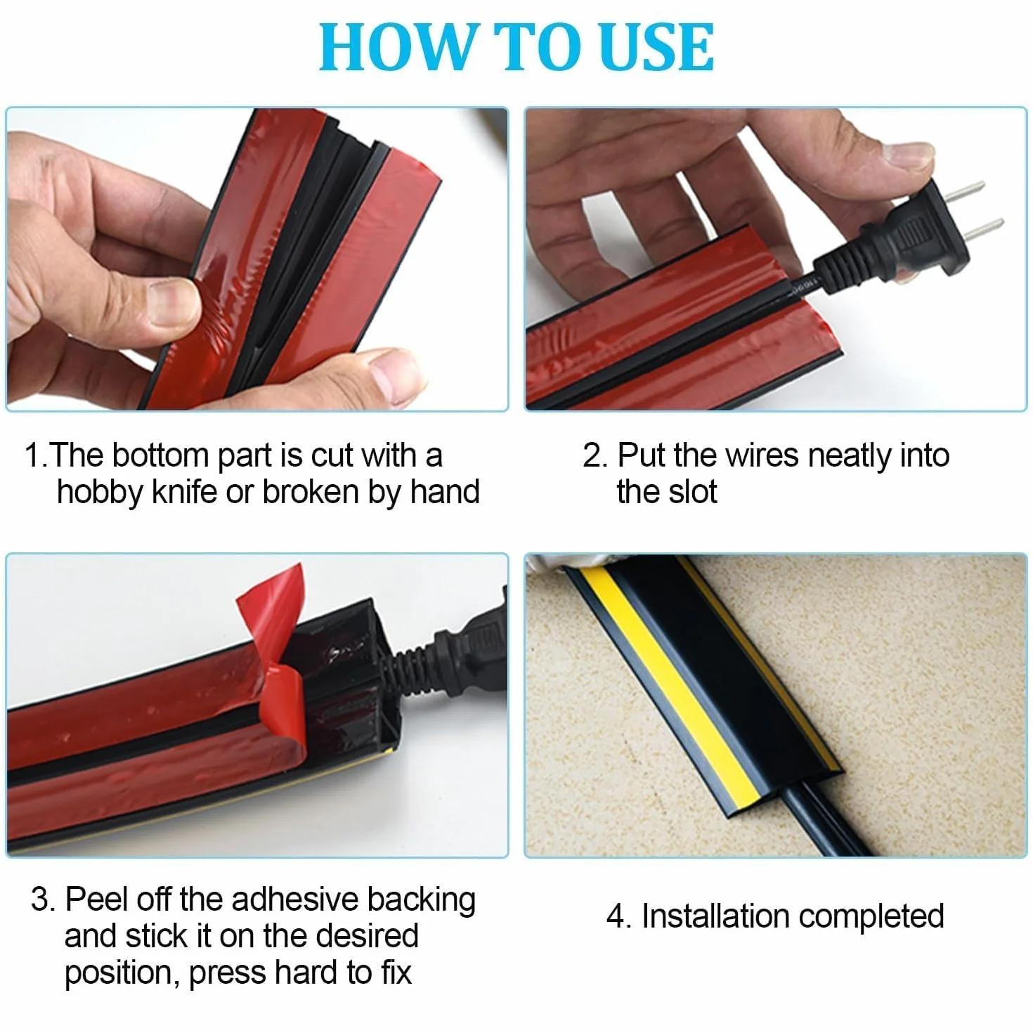400 cm PVC Souple Goulotte Passe Cable Sol, Gaine Protege Cache Cable Electrique Noir et Jaune, Conduit Passage Plancher Facile à Couper et à Installer, pour Bureau, Atelier, Entrepôt, Concert, Etc