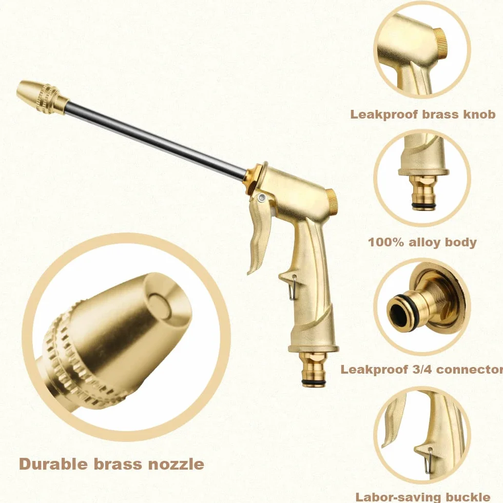 OFFCUP Pistolet d'arrosage Métal Haute Pression avec Buse en Laiton pour Jardin, Lavage de Voiture