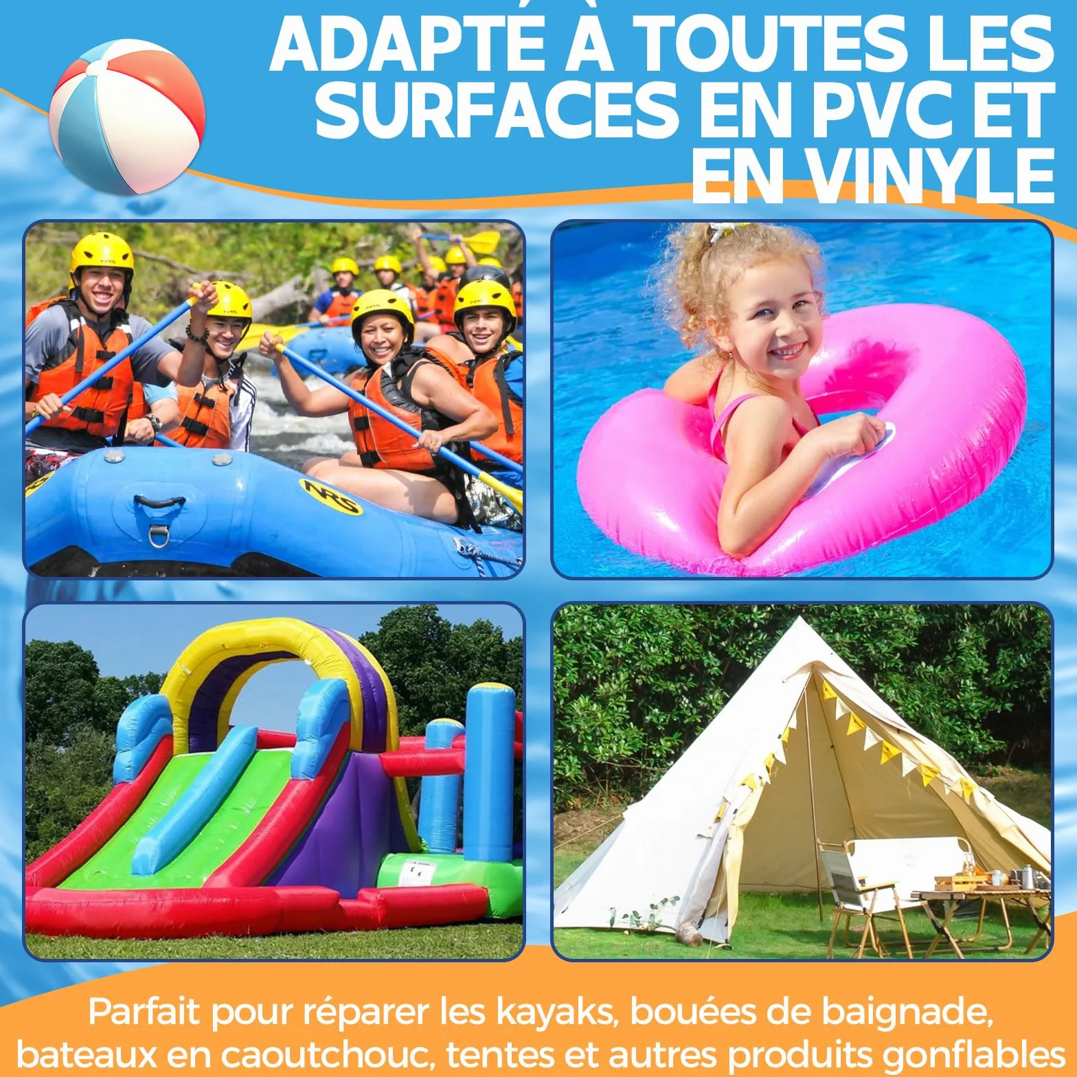 Kit Reparation Piscine Transparente Colle PVC pour Spa Gonflable 60ml