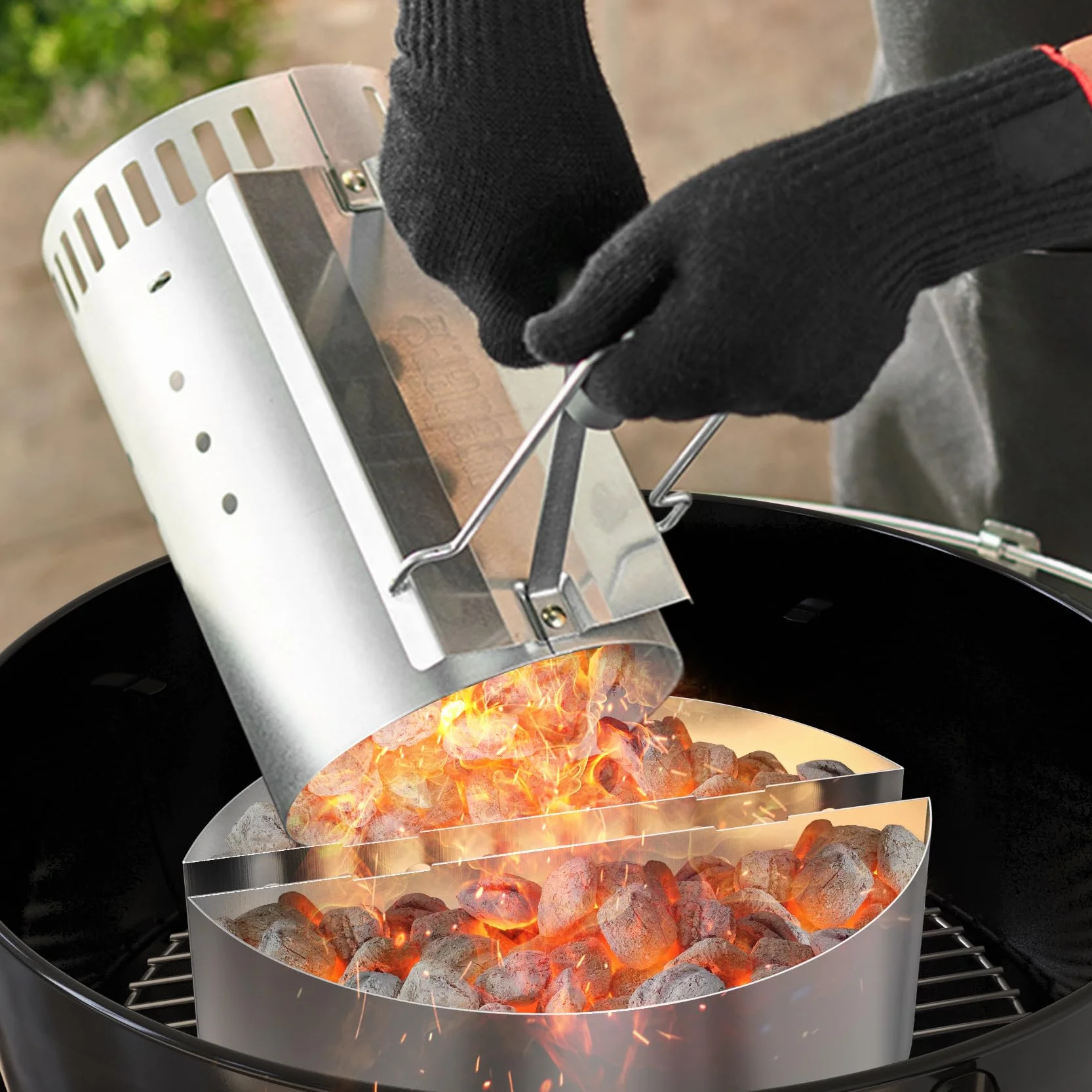 onlyfire Paniers à Charbon de Bois en INOX pour Kettle 57 et 67 cm, Char-Basket pour Barbecue Weber Napoleon