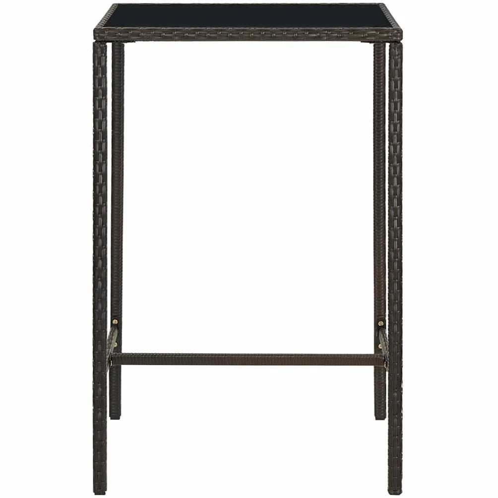 Table de Bar de Jardin Marron 70x70x110 cm Résine tressée Verre