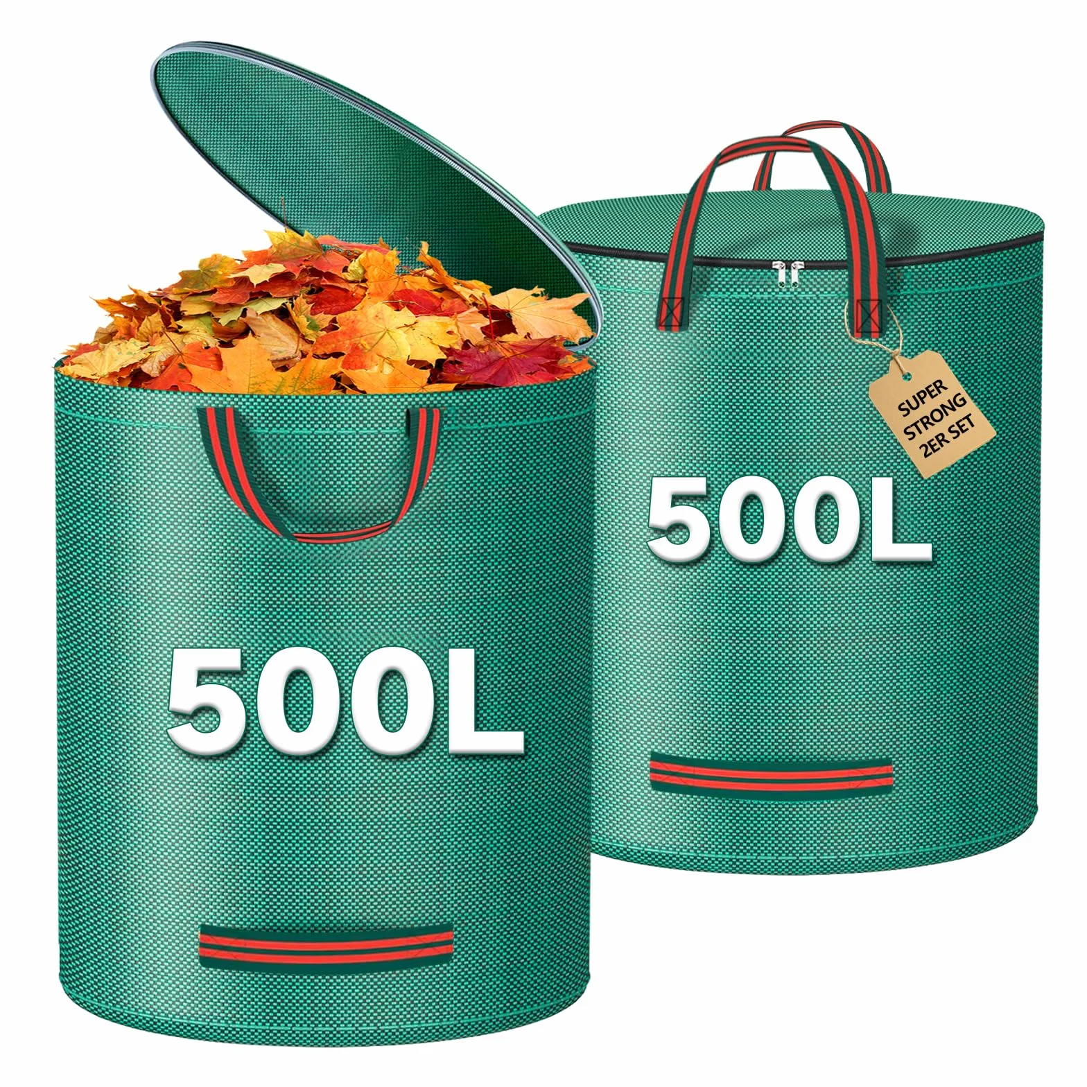 Sac Dechets Verts Resistant Lot de 2 Jardin Vegetaux avec Couvercle Poignées (500×2)