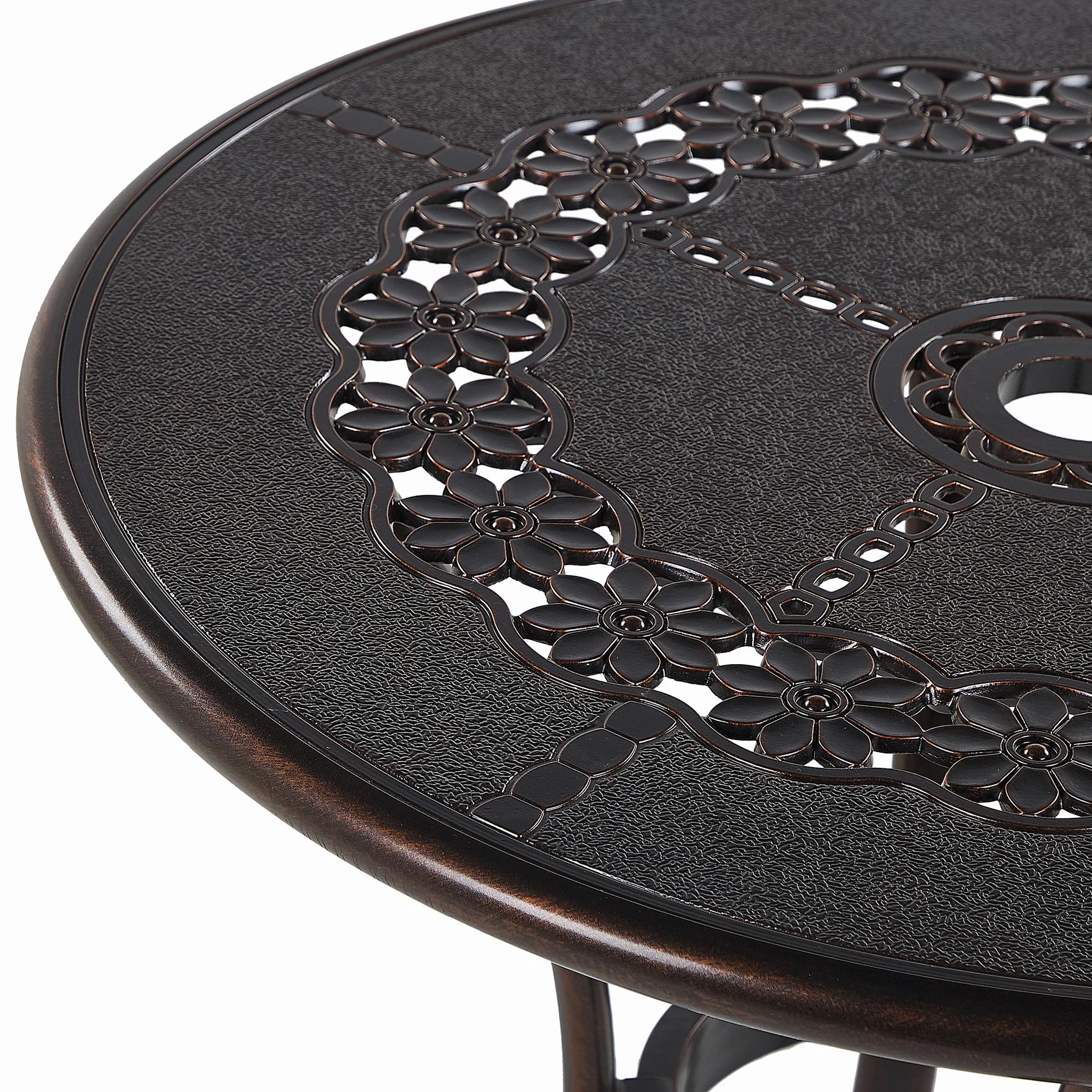 Beliani Table de Repas de Jardin Ronde 65 cm Aluminium Effet Vieilli Marron Foncé