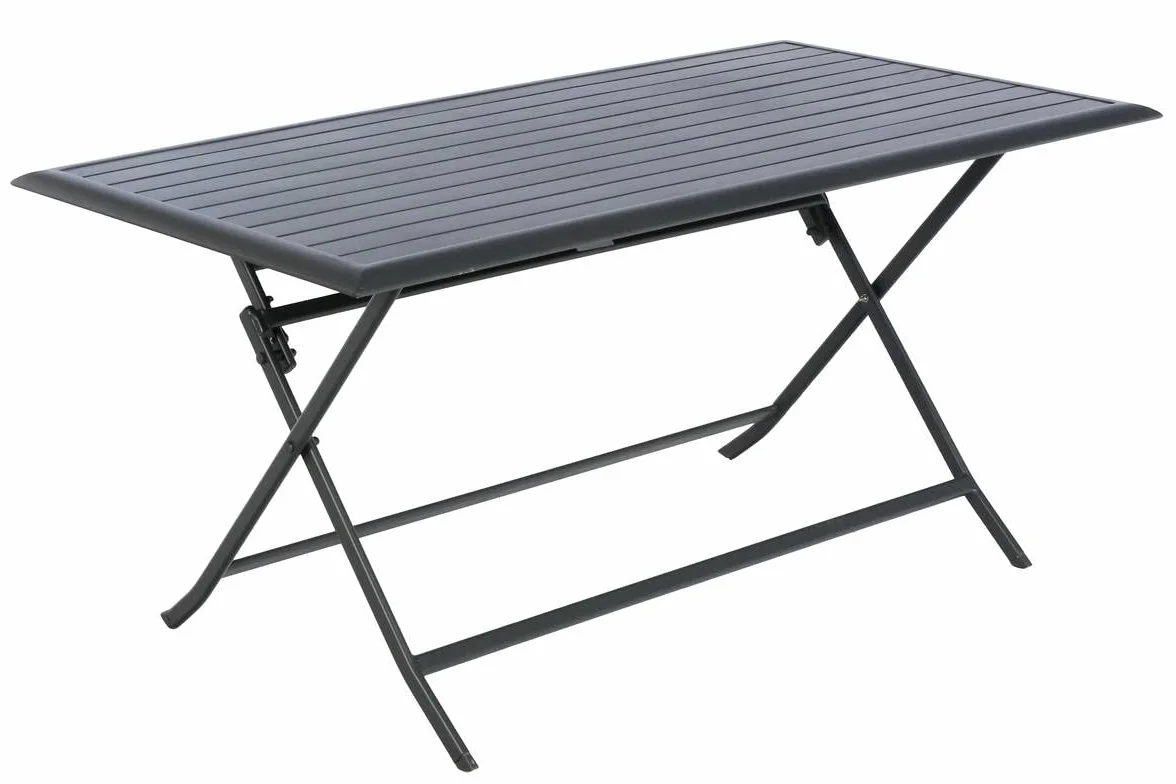 Hespéride Table de Jardin Pliante Rectangulaire Azua Gris Graphite 6 Places Aluminium Traité Epoxy Antirouille